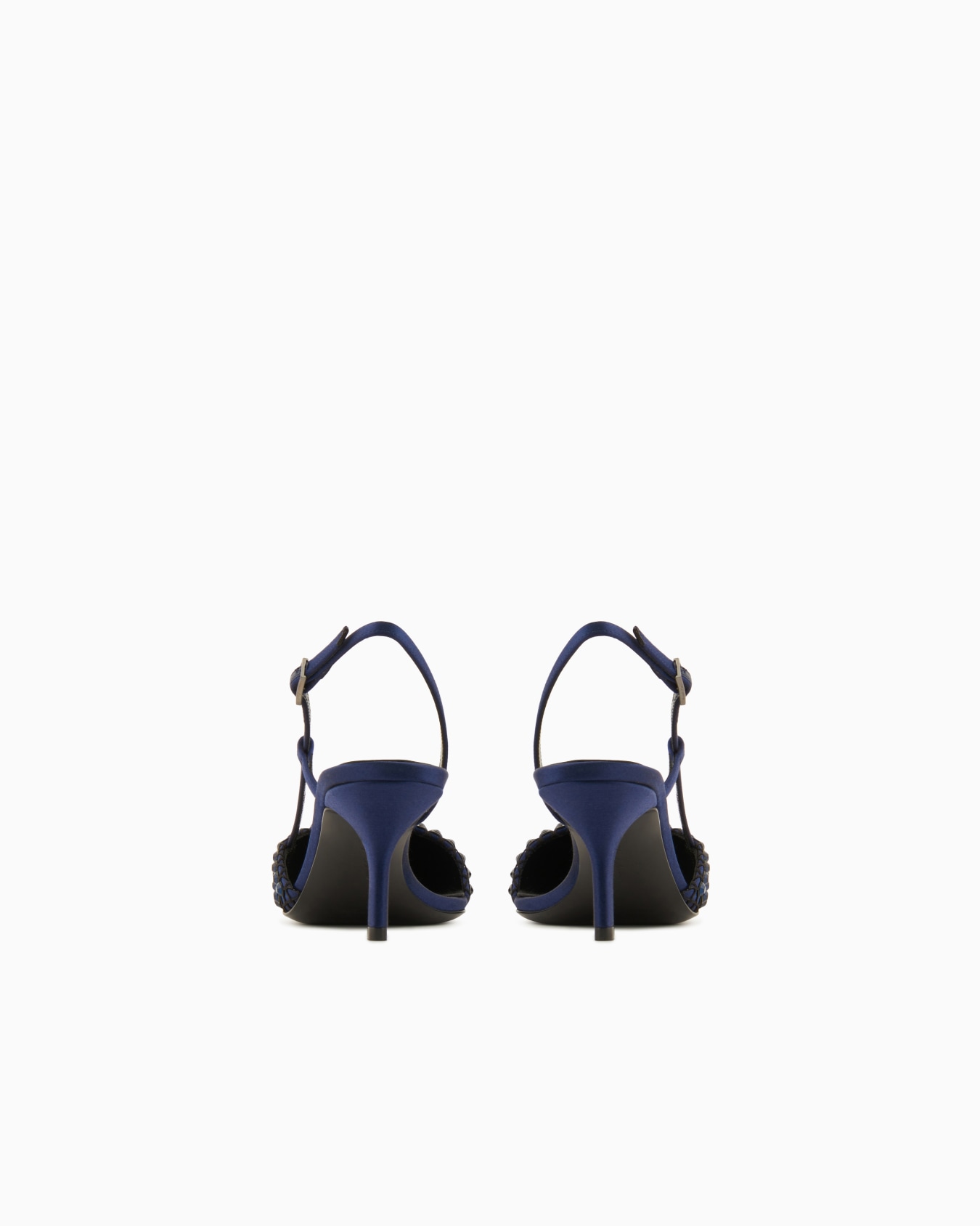 Satin, mesh and rhinestone slingbacks Slide 3