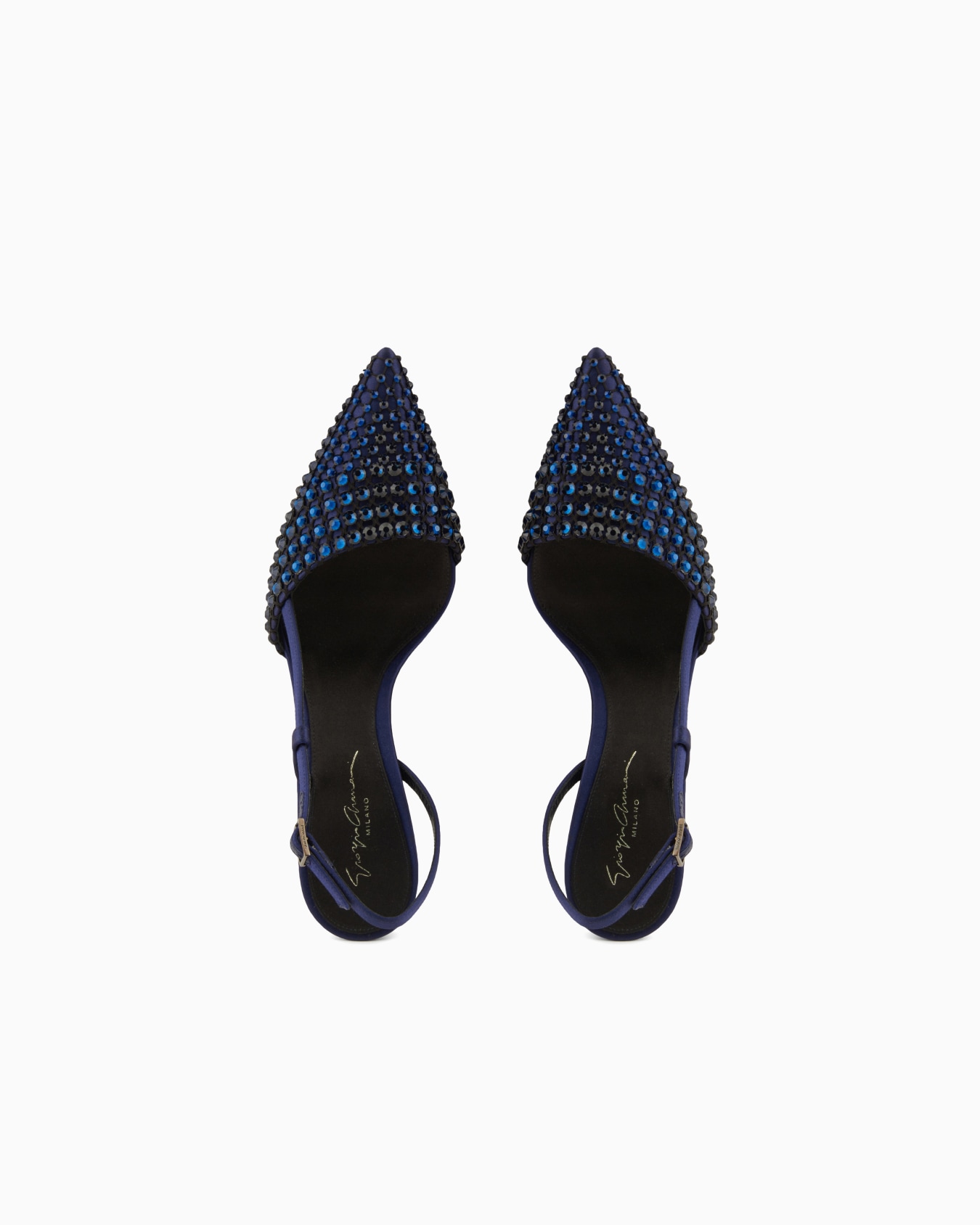 Satin, mesh and rhinestone slingbacks Slide 2