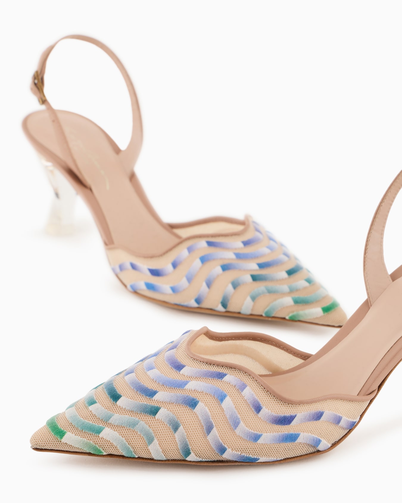 Mesh slingbacks with gradient nappa-leather embroidery Slide 4