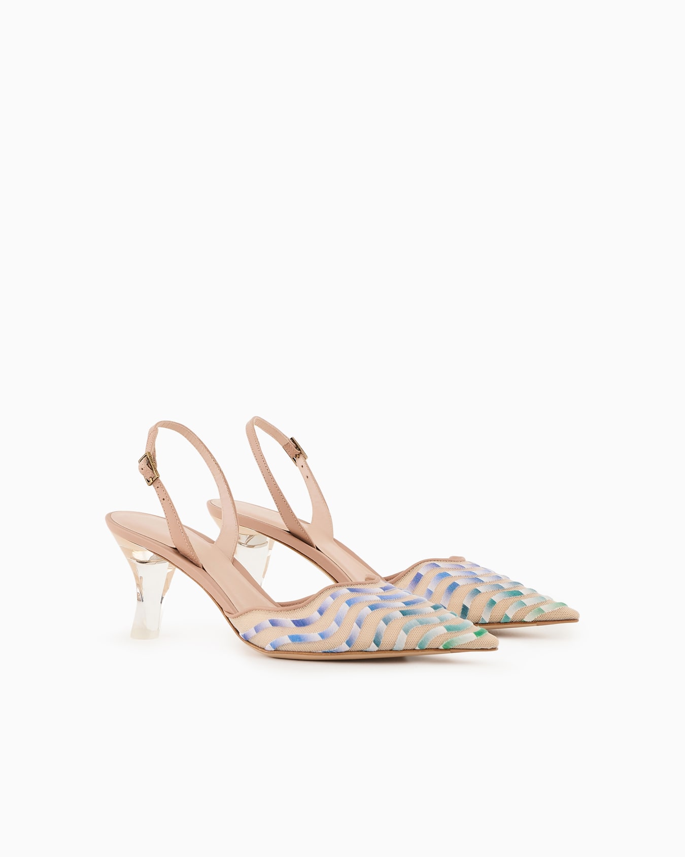 Mesh slingbacks with gradient nappa-leather embroidery Slide 1