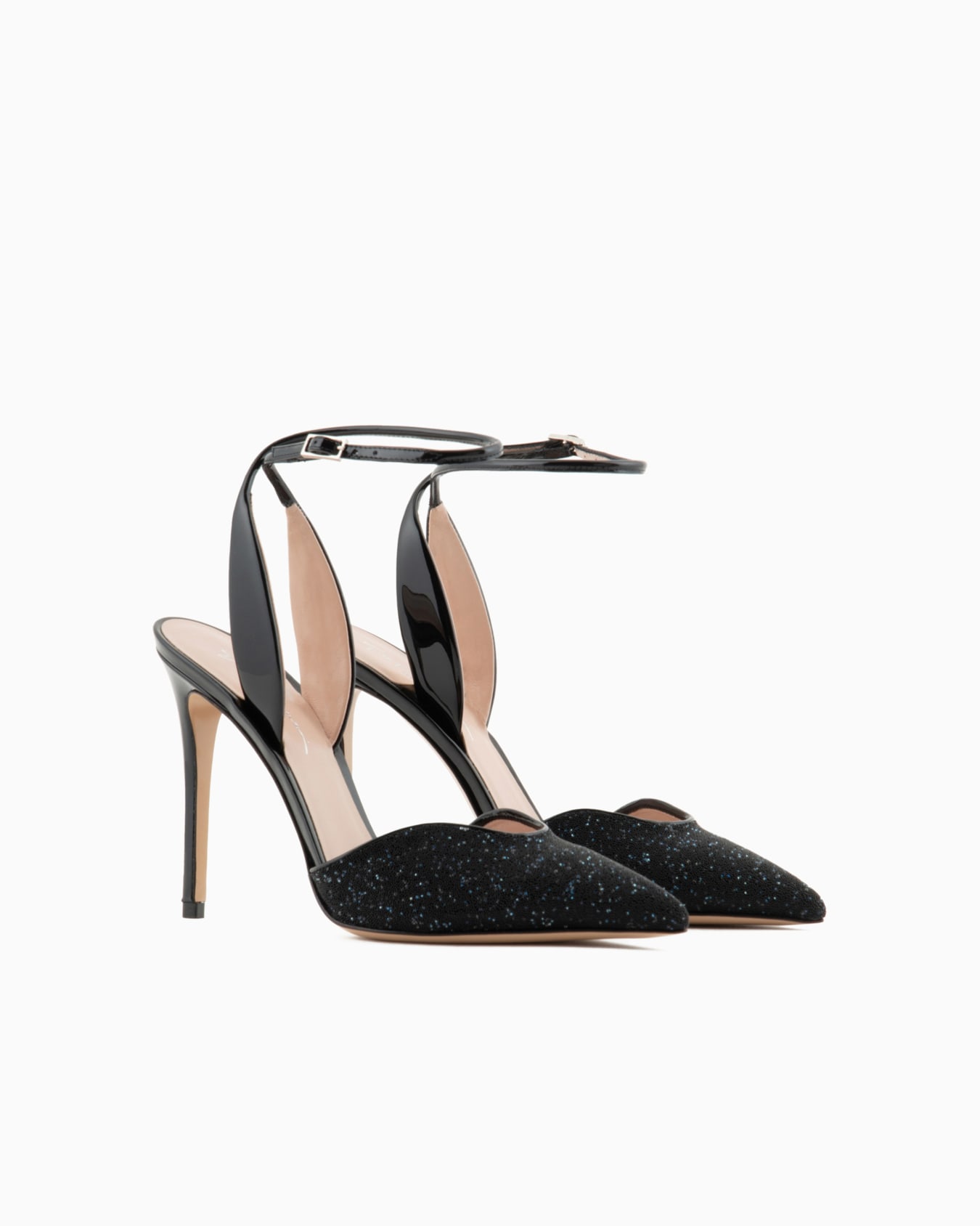 Patent leather and rhinestone court shoes Slide 1