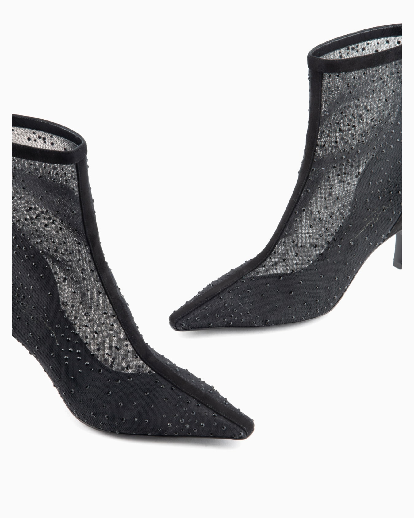 Suede ankle boots with tulle and rhinestones Slide 4
