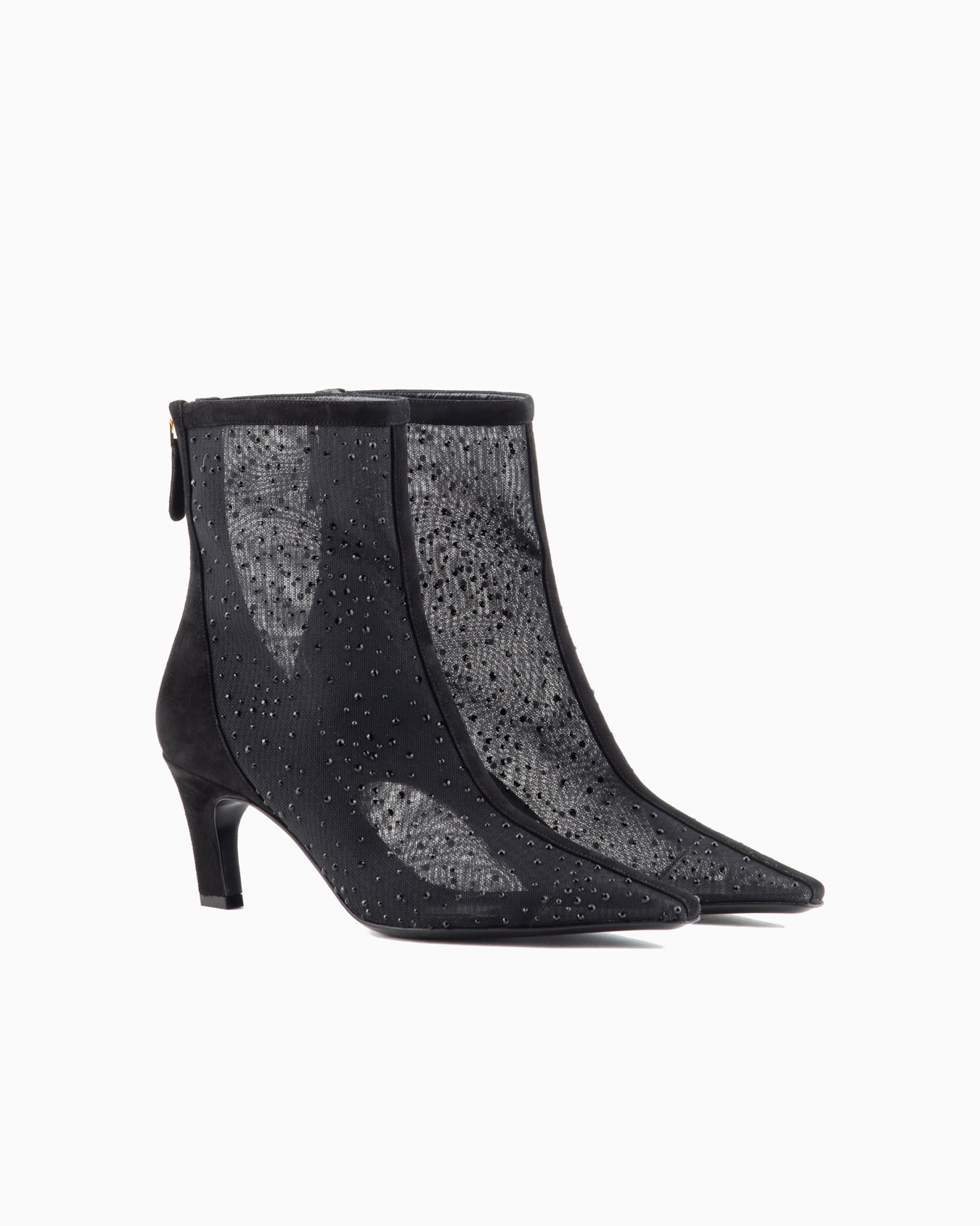 Stivaletti in tulle e strass in camoscio Slide 1