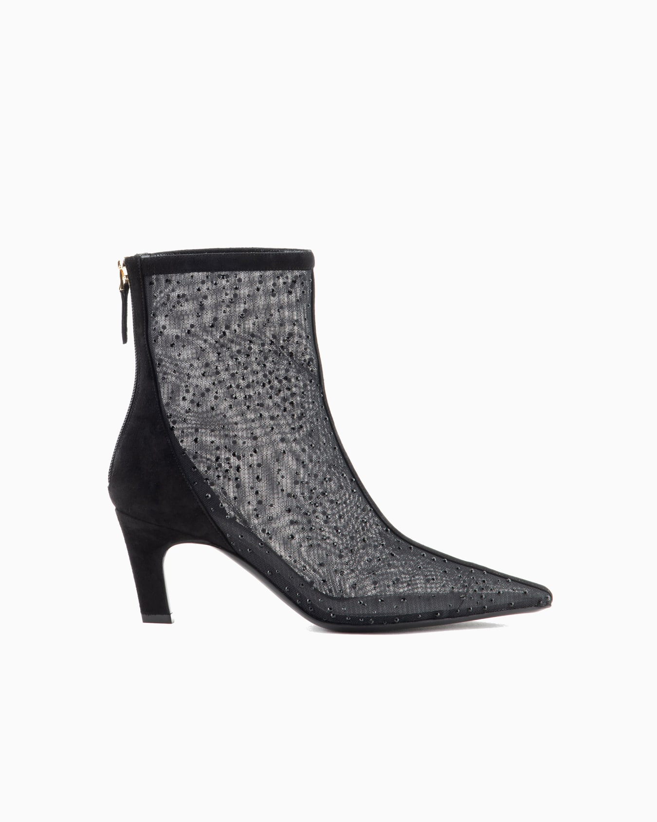 Stivaletti in tulle e strass in camoscio Slide 0