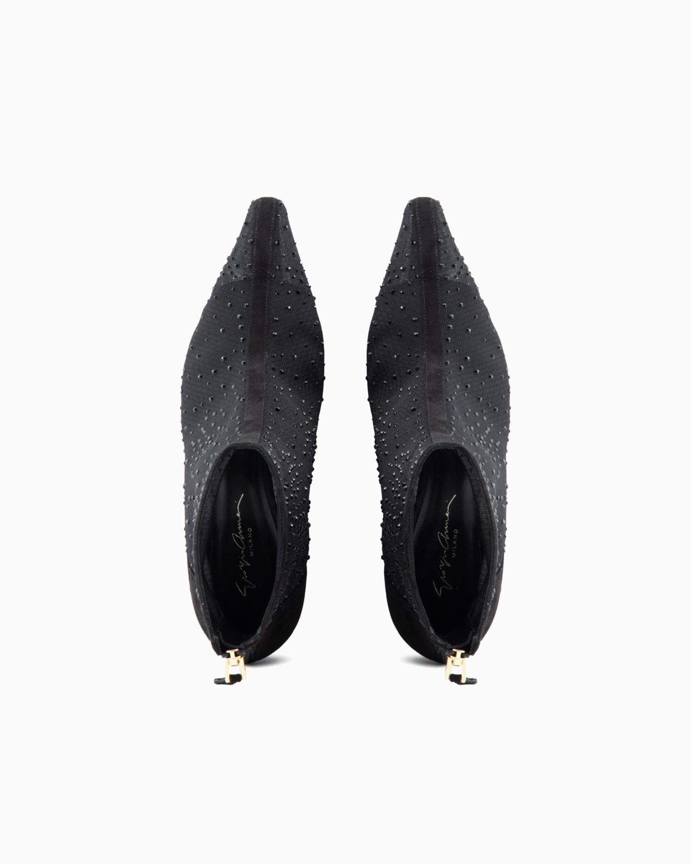 Suede ankle boots with tulle and rhinestones Slide 2