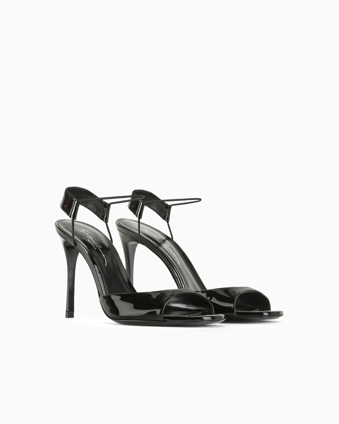 High-heeled sandals in smooth patent leather Slide 1