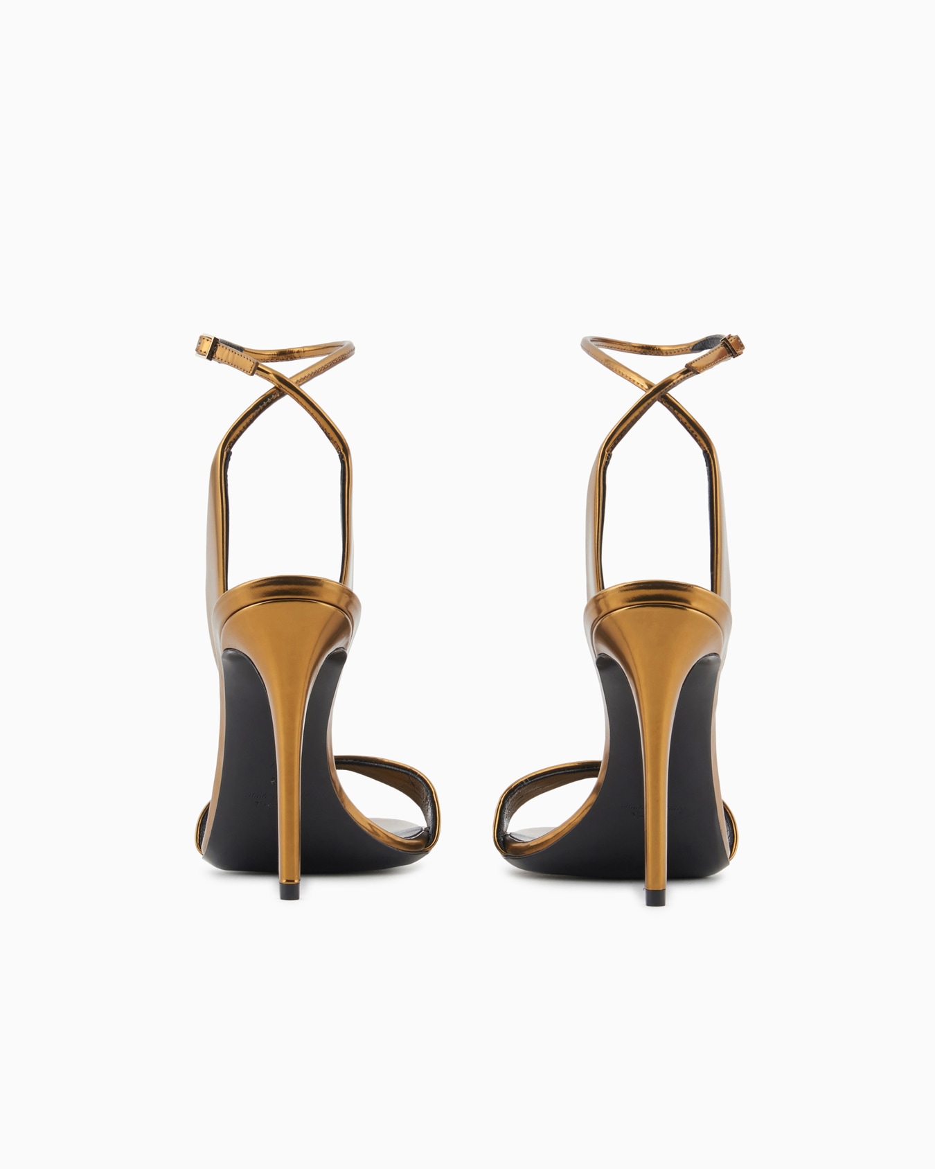 Sandali con tacco in pelle laminata Slide 2