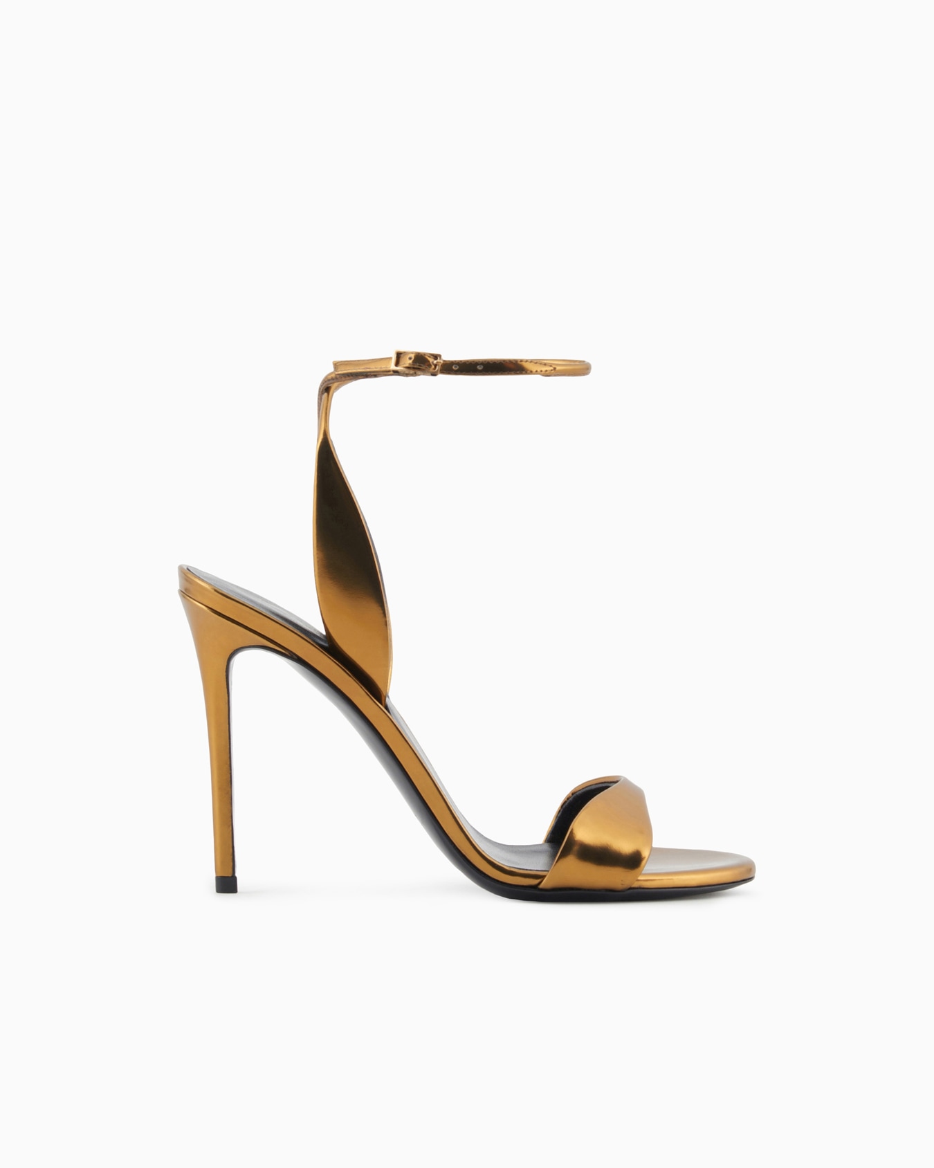 Sandali con tacco in pelle laminata Slide 0