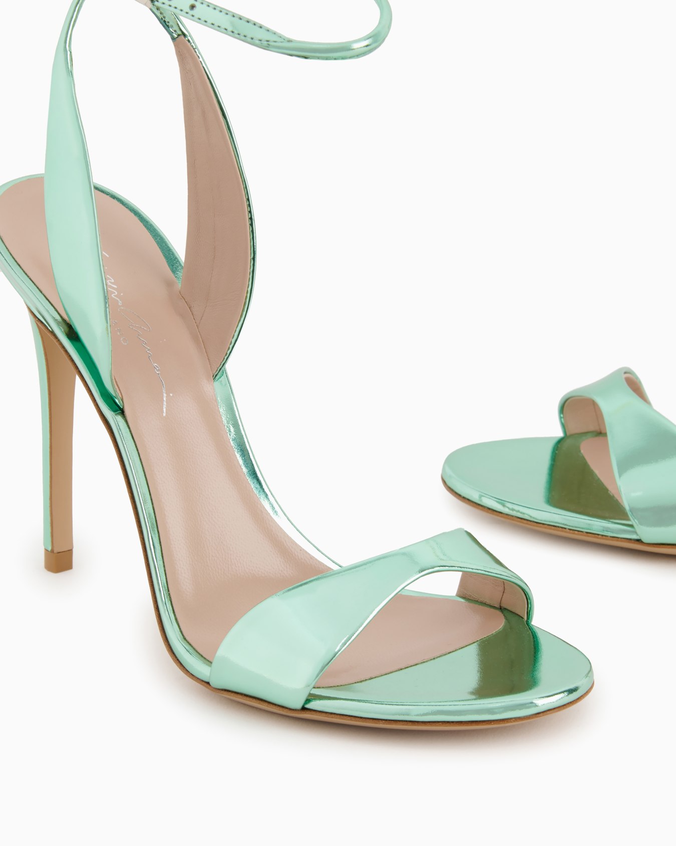Lamé-leather heeled sandals Slide 4