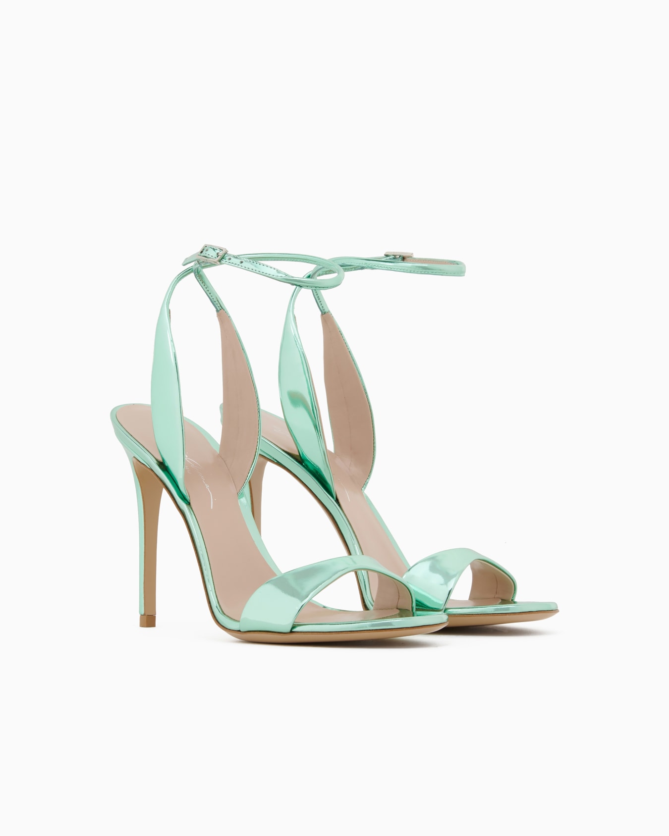 Lamé-leather heeled sandals Slide 1