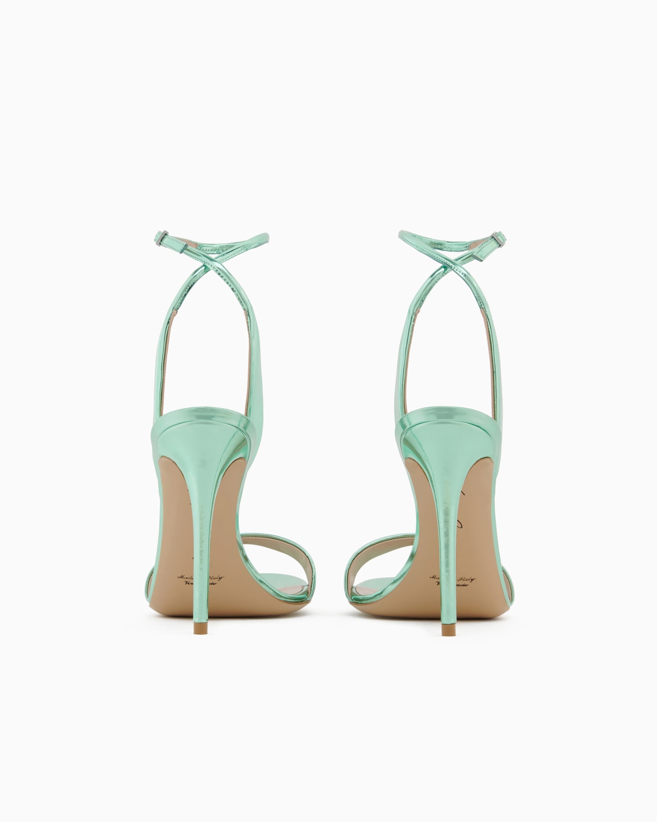 Lamé-leather heeled sandals Slide 3