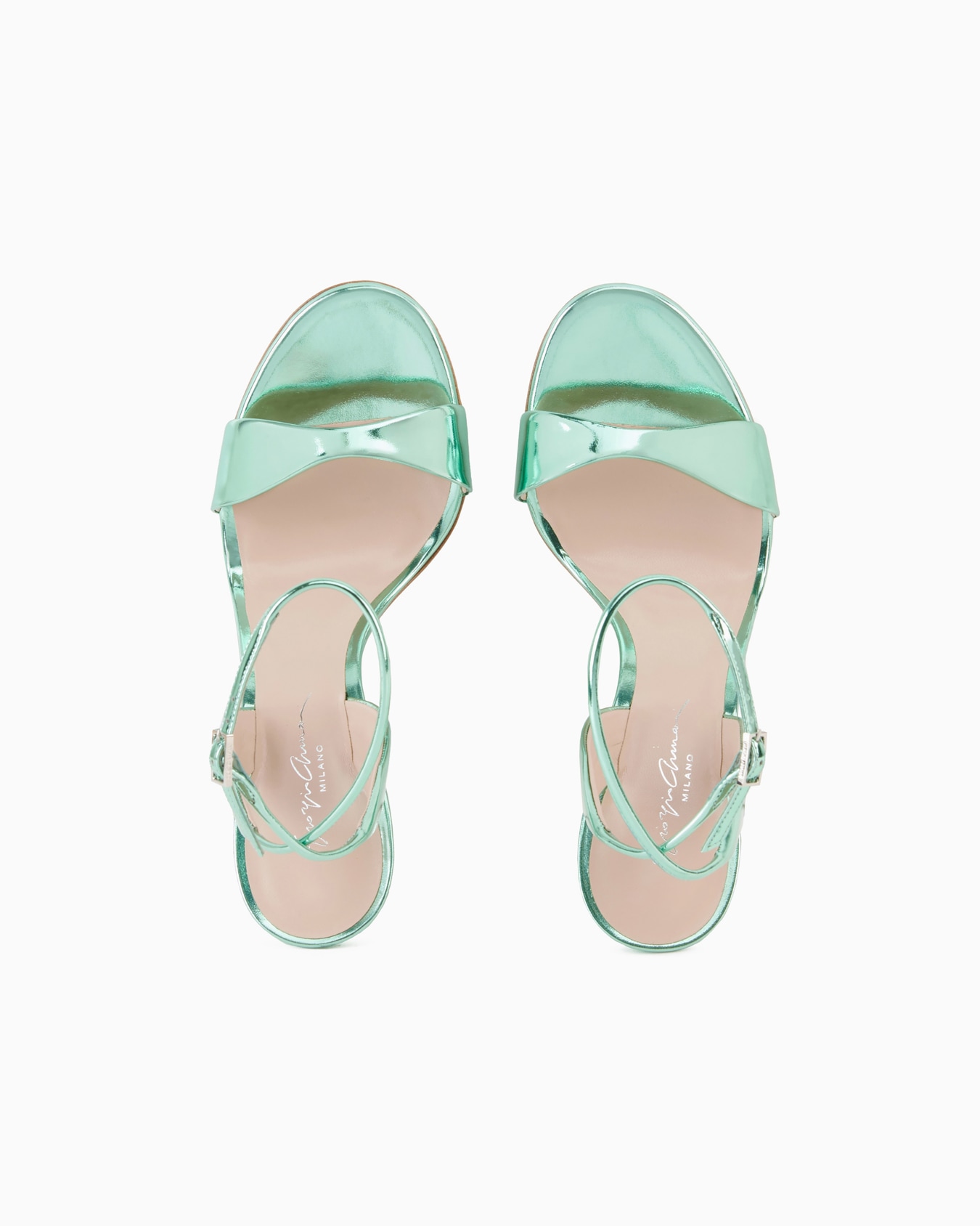 Lamé-leather heeled sandals Slide 2