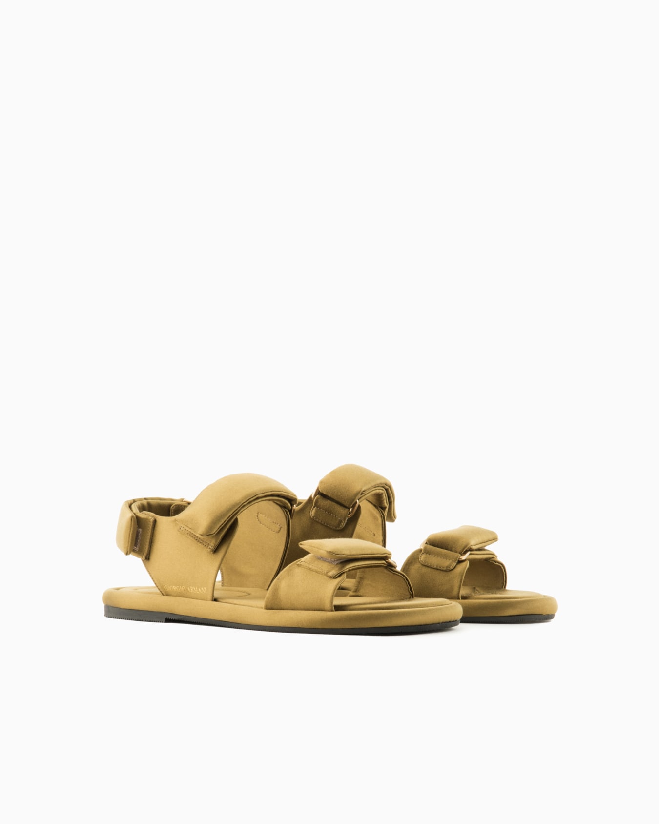 Padded satin flat sandals Slide 1
