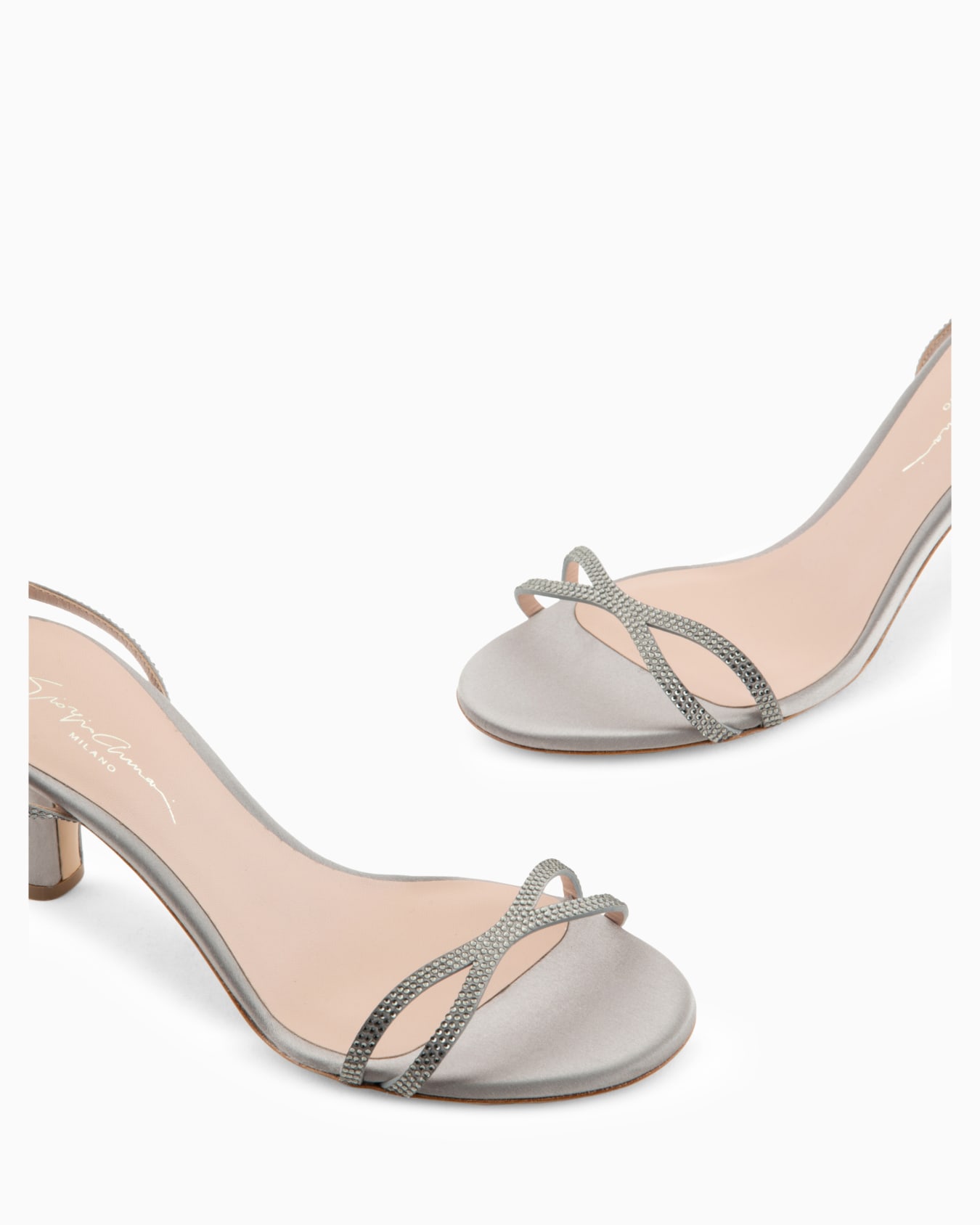 Satin and rhinestone heeled sandals Slide 4