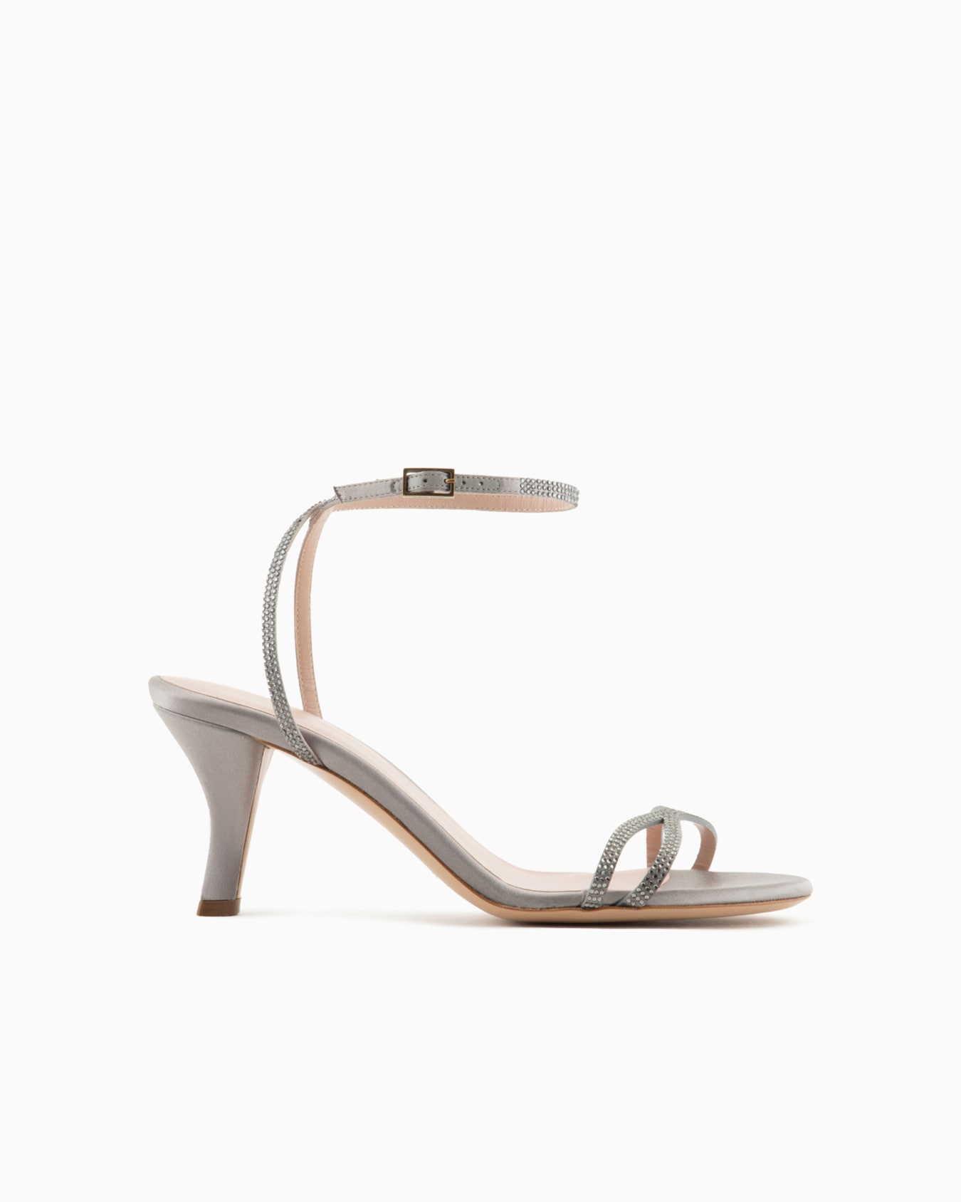 Satin and rhinestone heeled sandals Slide 0