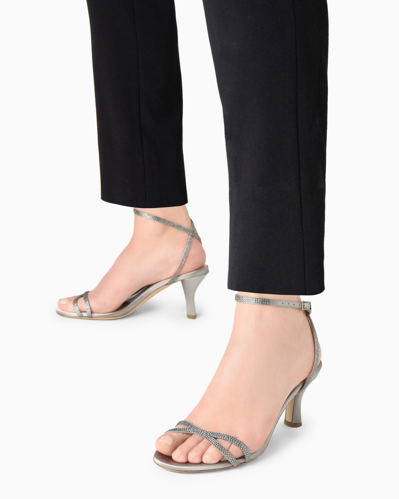 Satin and rhinestone heeled sandals Slide 5