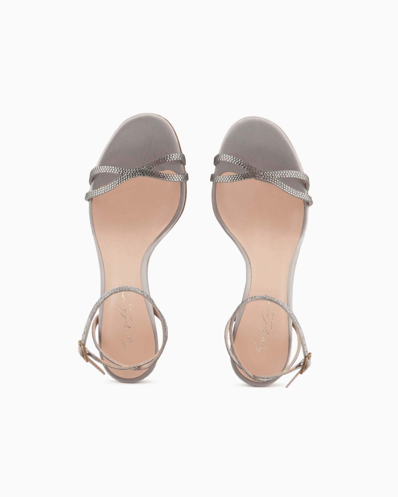 Satin and rhinestone heeled sandals Slide 2