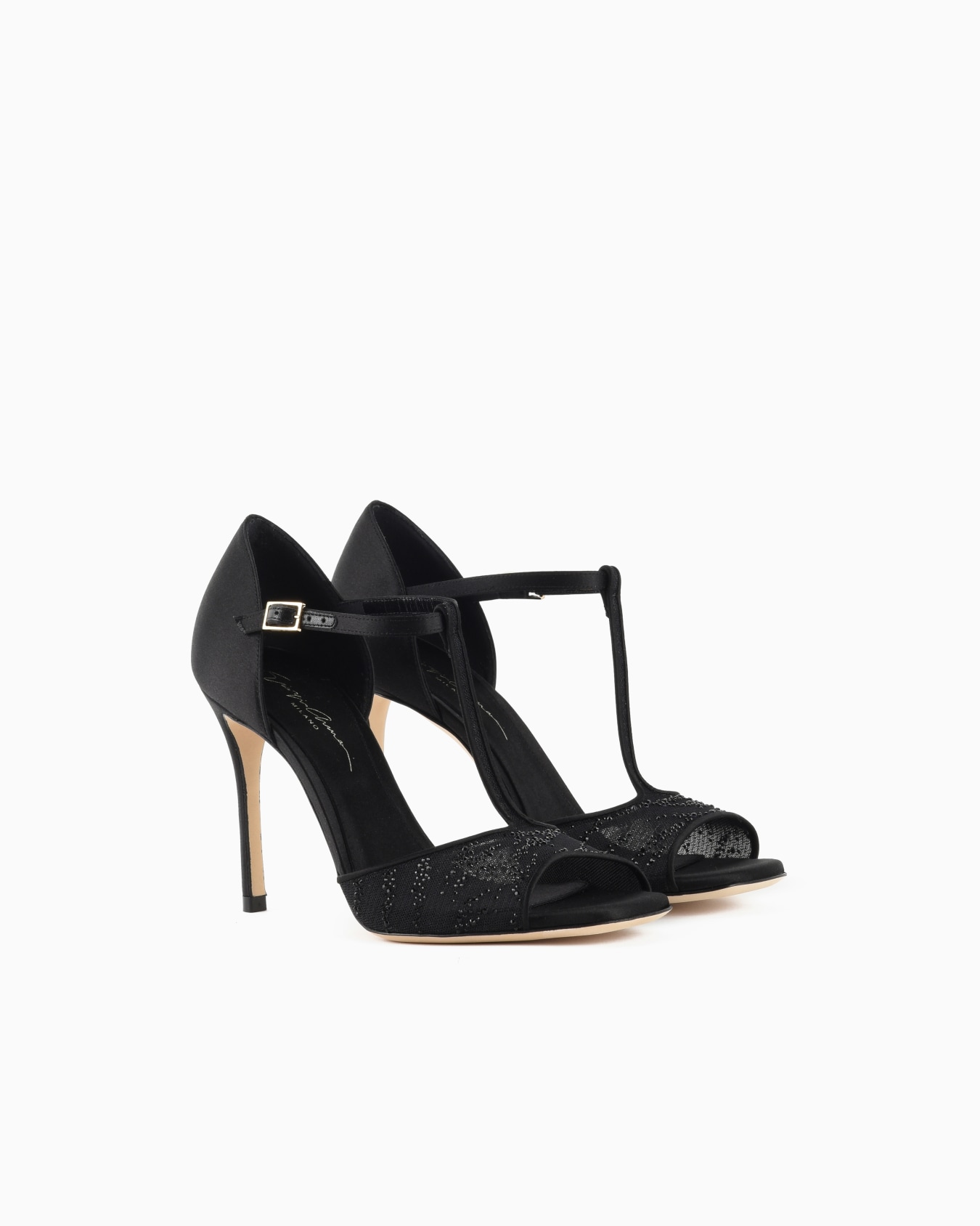 Sandales à bride en T en résille et strass Diapositive 1