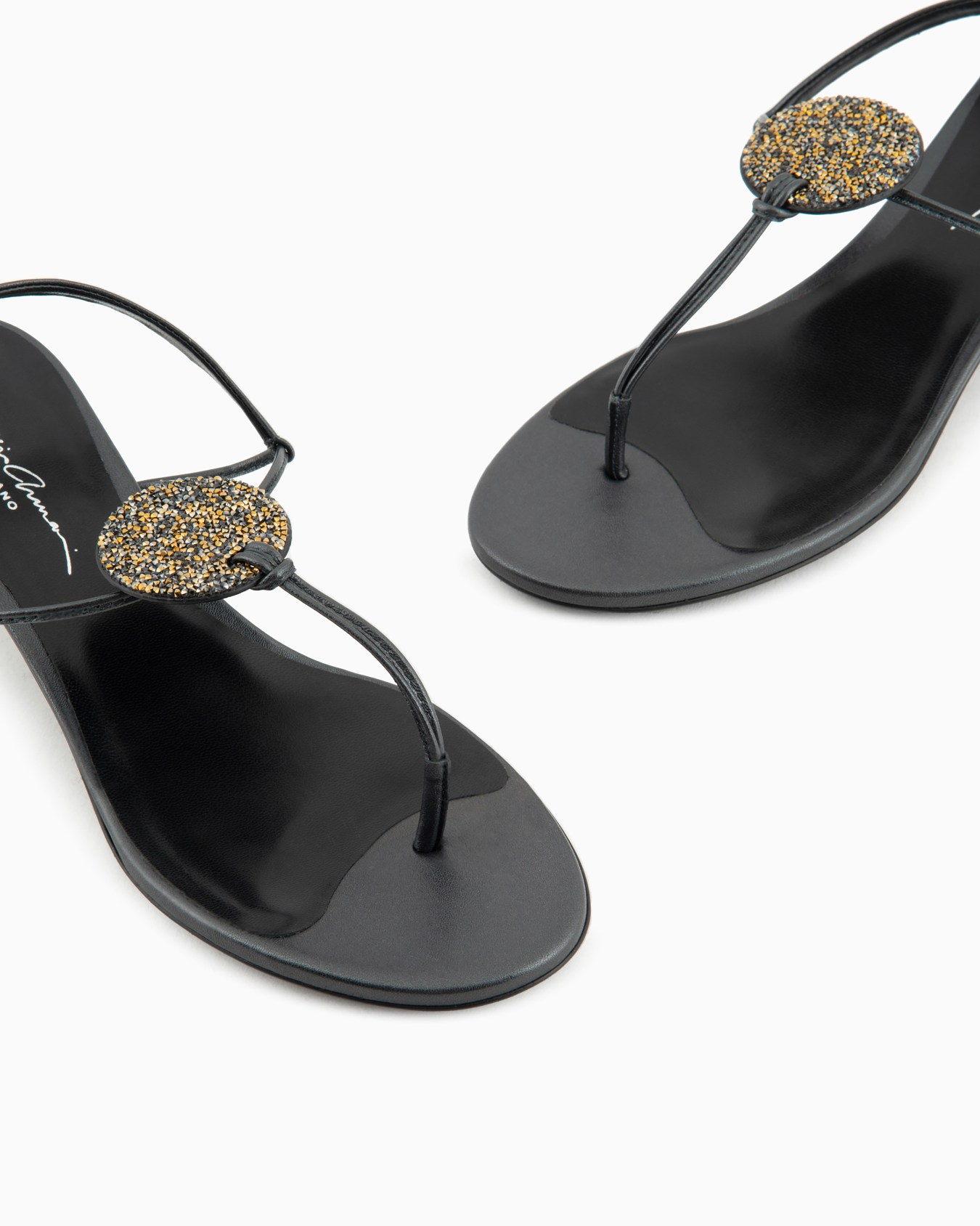 Sandali infradito con tacco in nappa laminata Slide 4