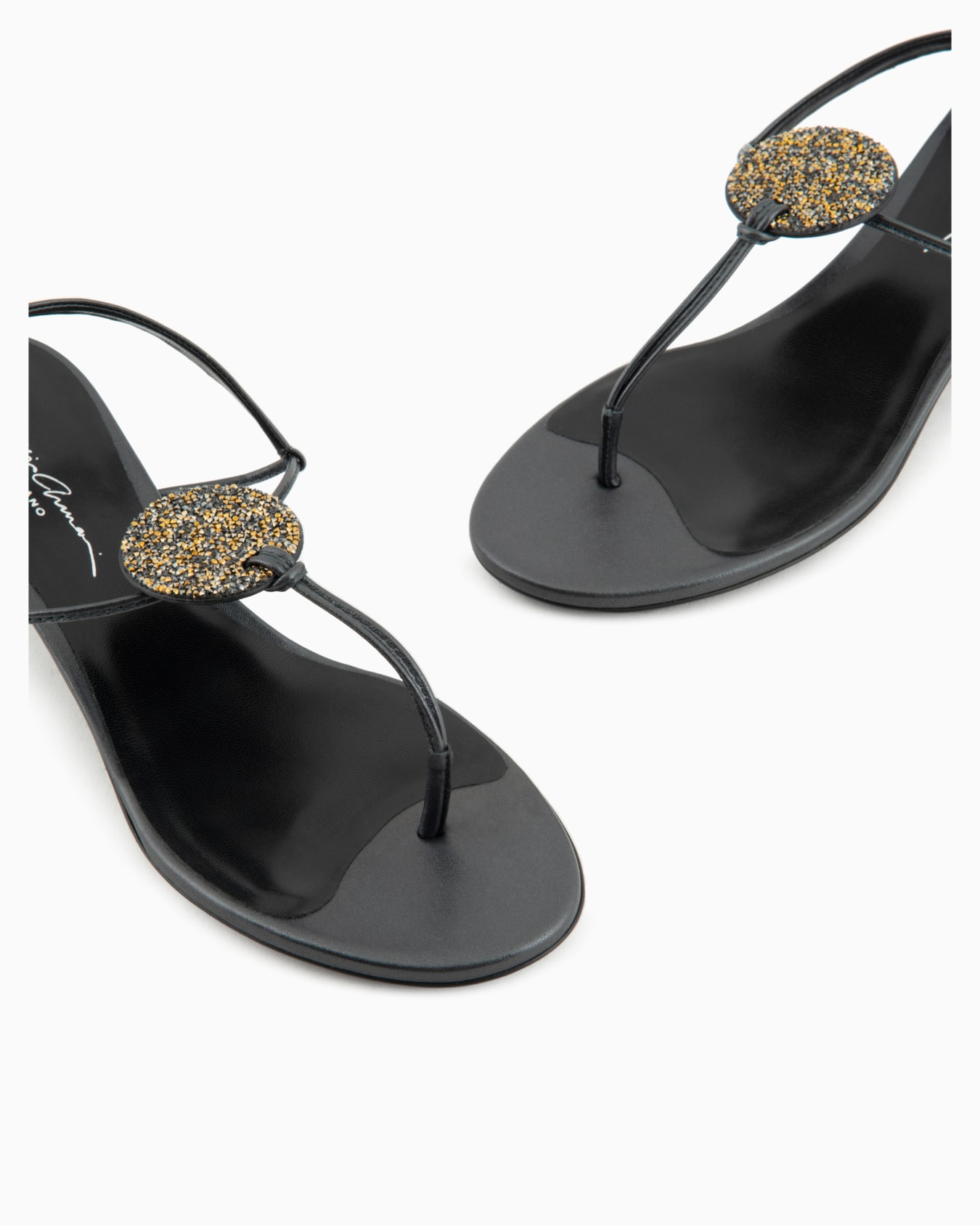 Laminated nappa-leather thong sandals with heels Slide 4