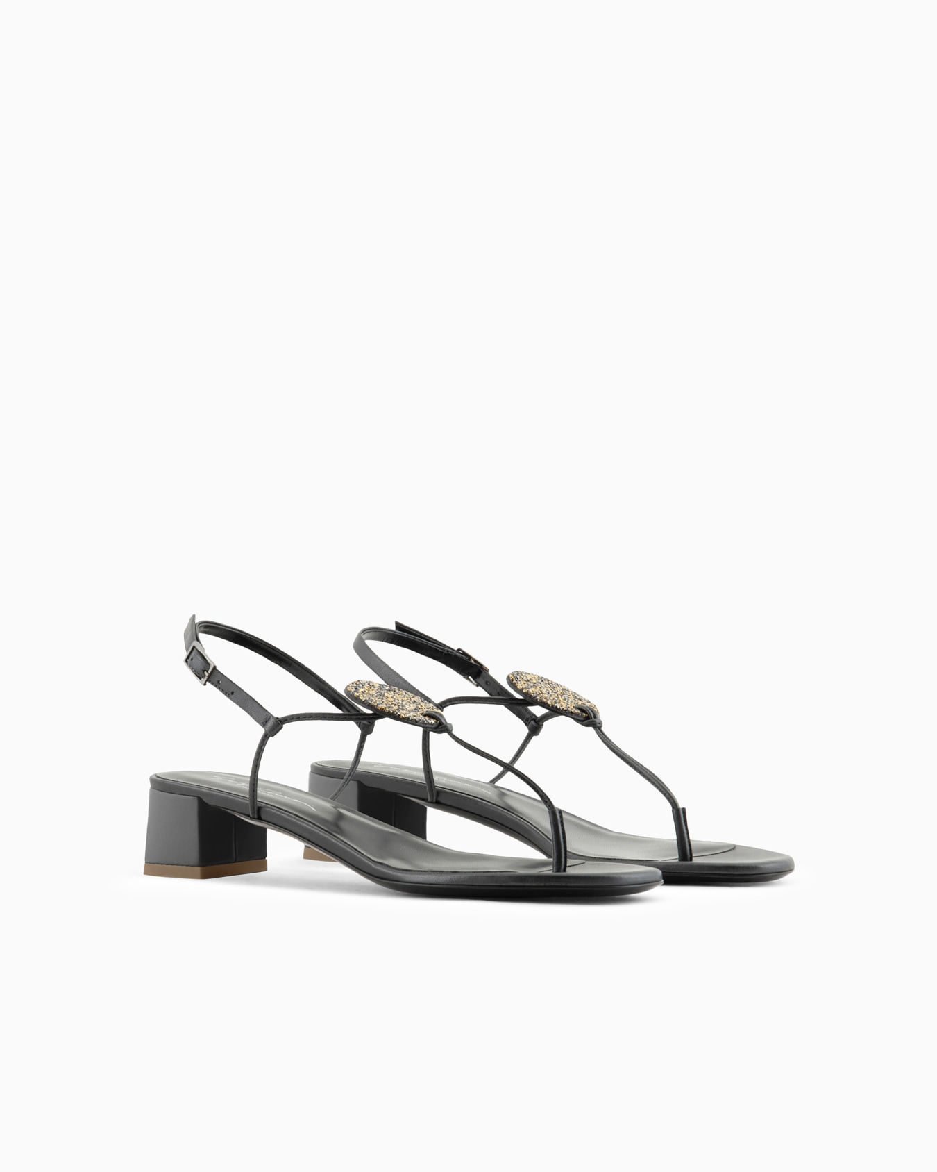 Sandali infradito con tacco in nappa laminata Slide 1