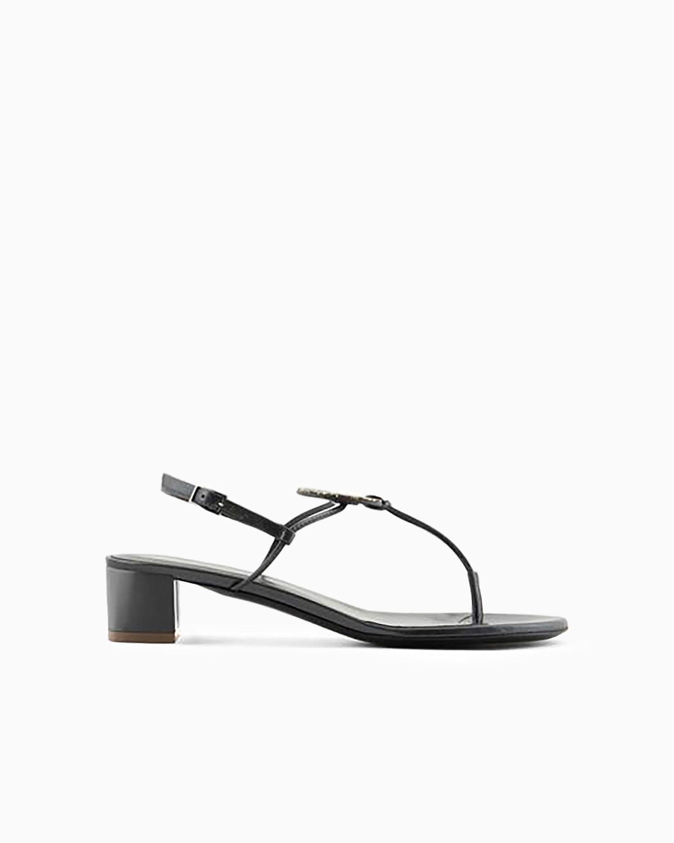 Sandali infradito con tacco in nappa laminata Slide 0