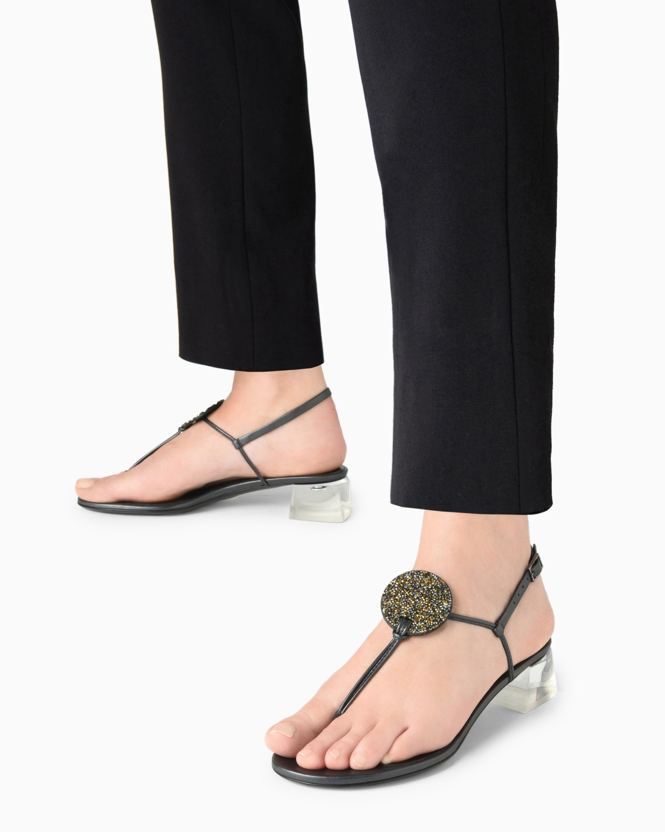 Laminated nappa-leather thong sandals with heels Slide 5