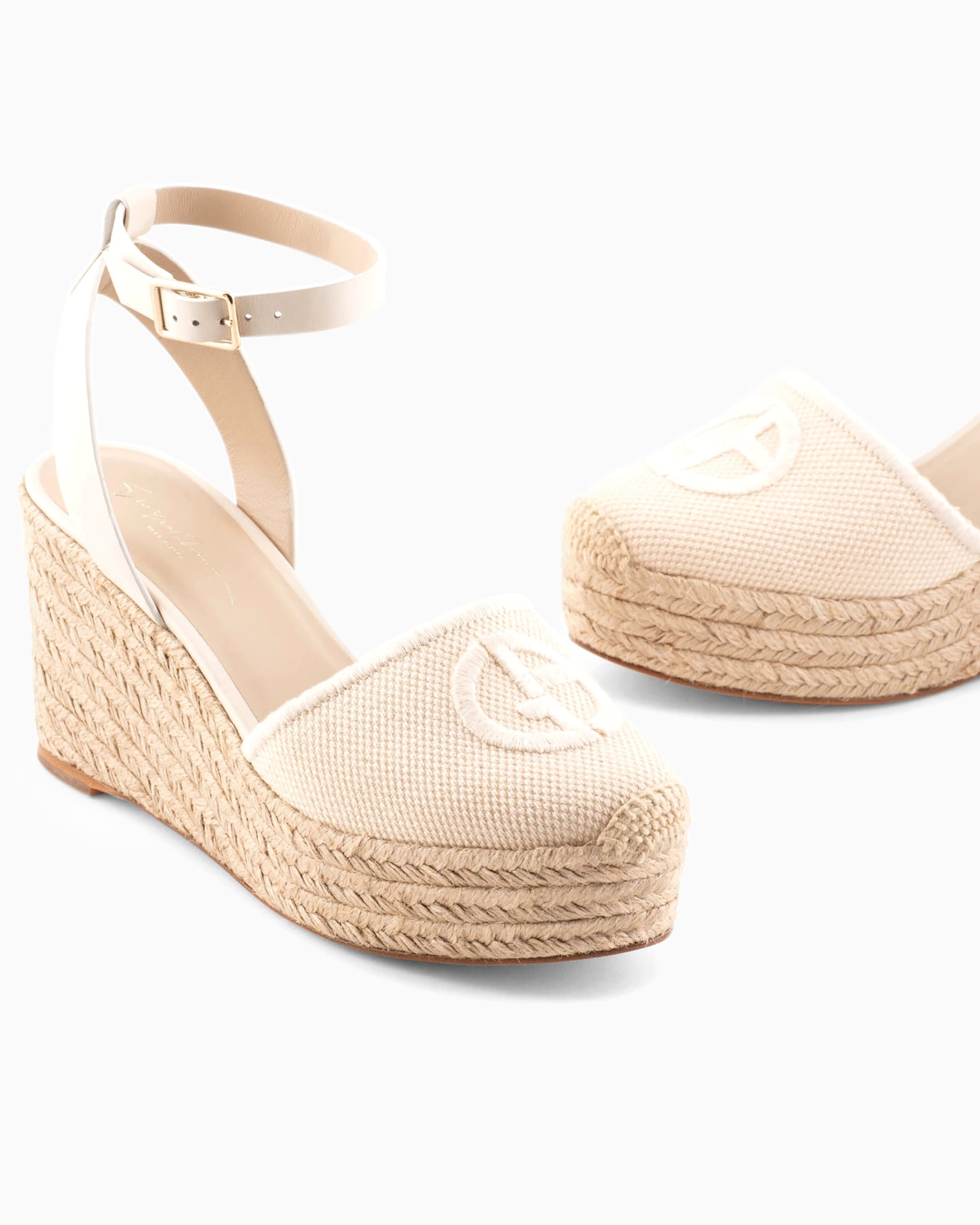 Cotton espadrilles with wedges and embroidered logo Slide 3