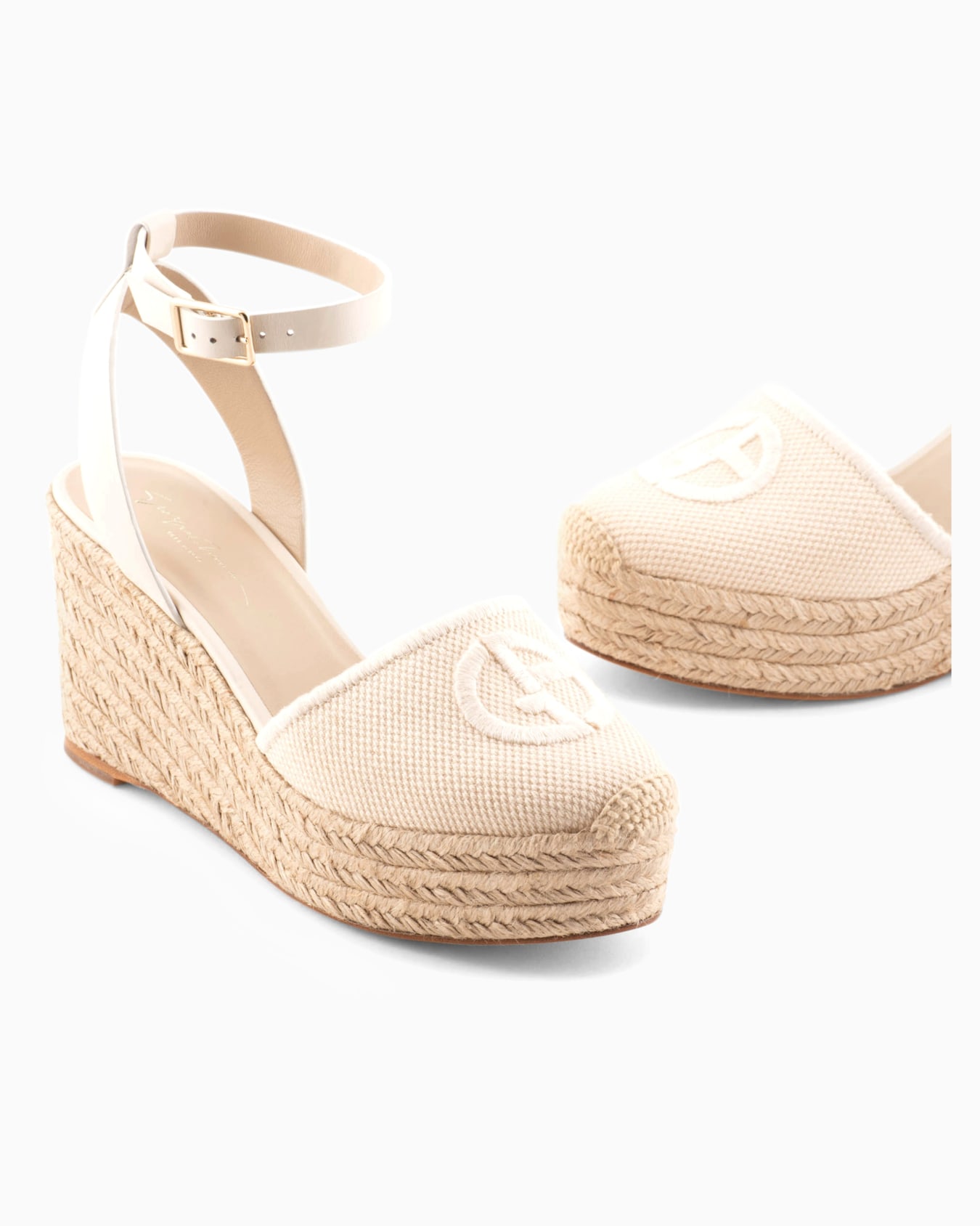 Cotton espadrilles with wedges and embroidered logo Slide 3