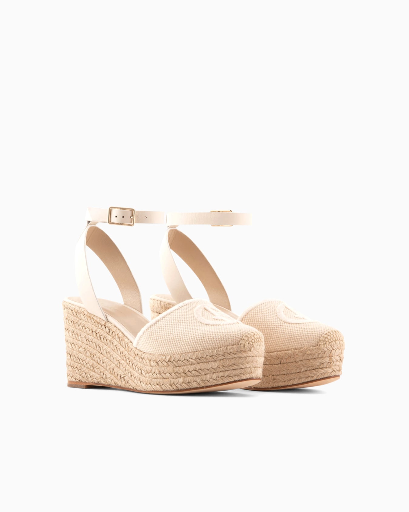 Cotton espadrilles with wedges and embroidered logo Slide 1