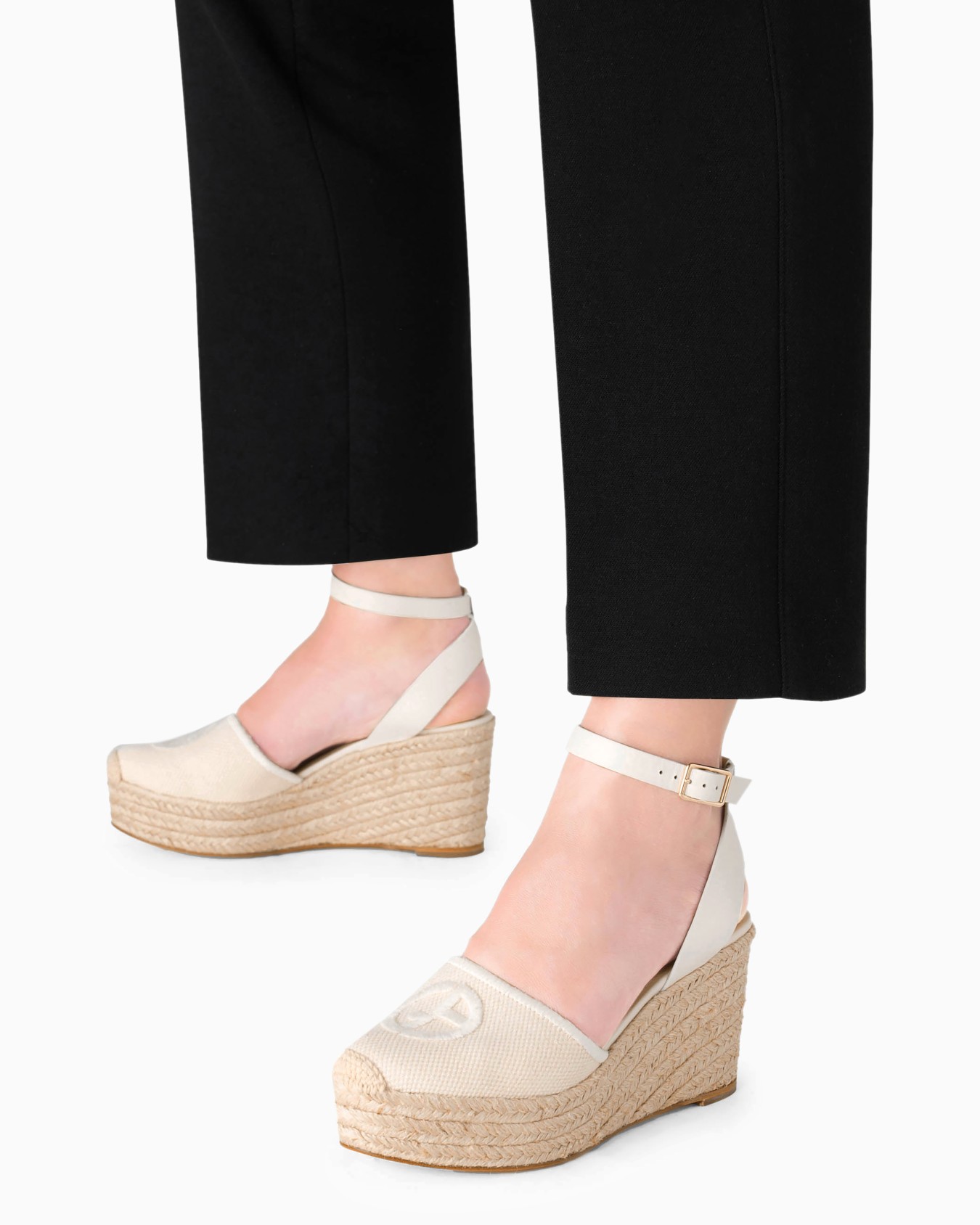 Cotton espadrilles with wedges and embroidered logo Slide 5