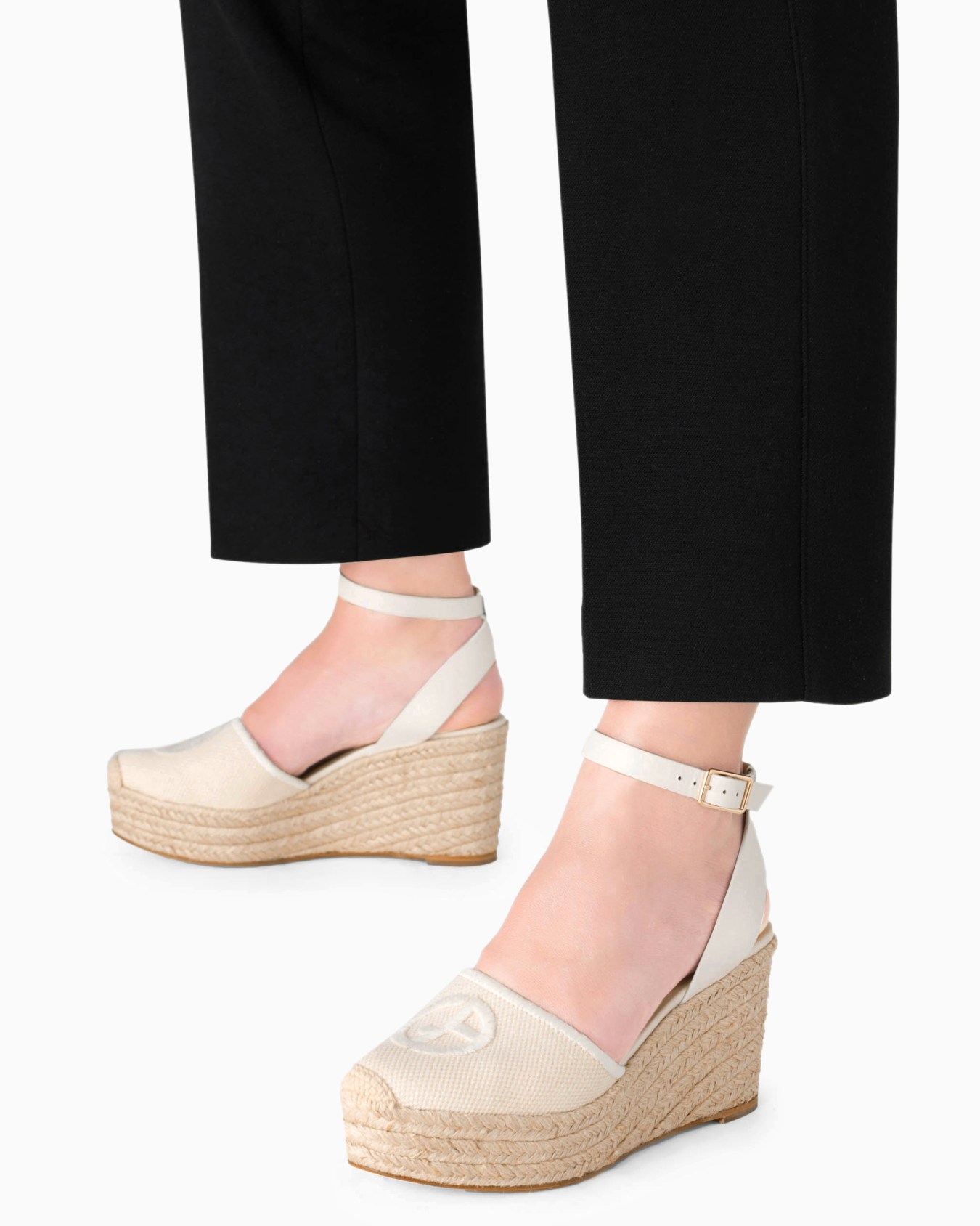 Cotton espadrilles with wedges and embroidered logo Slide 5