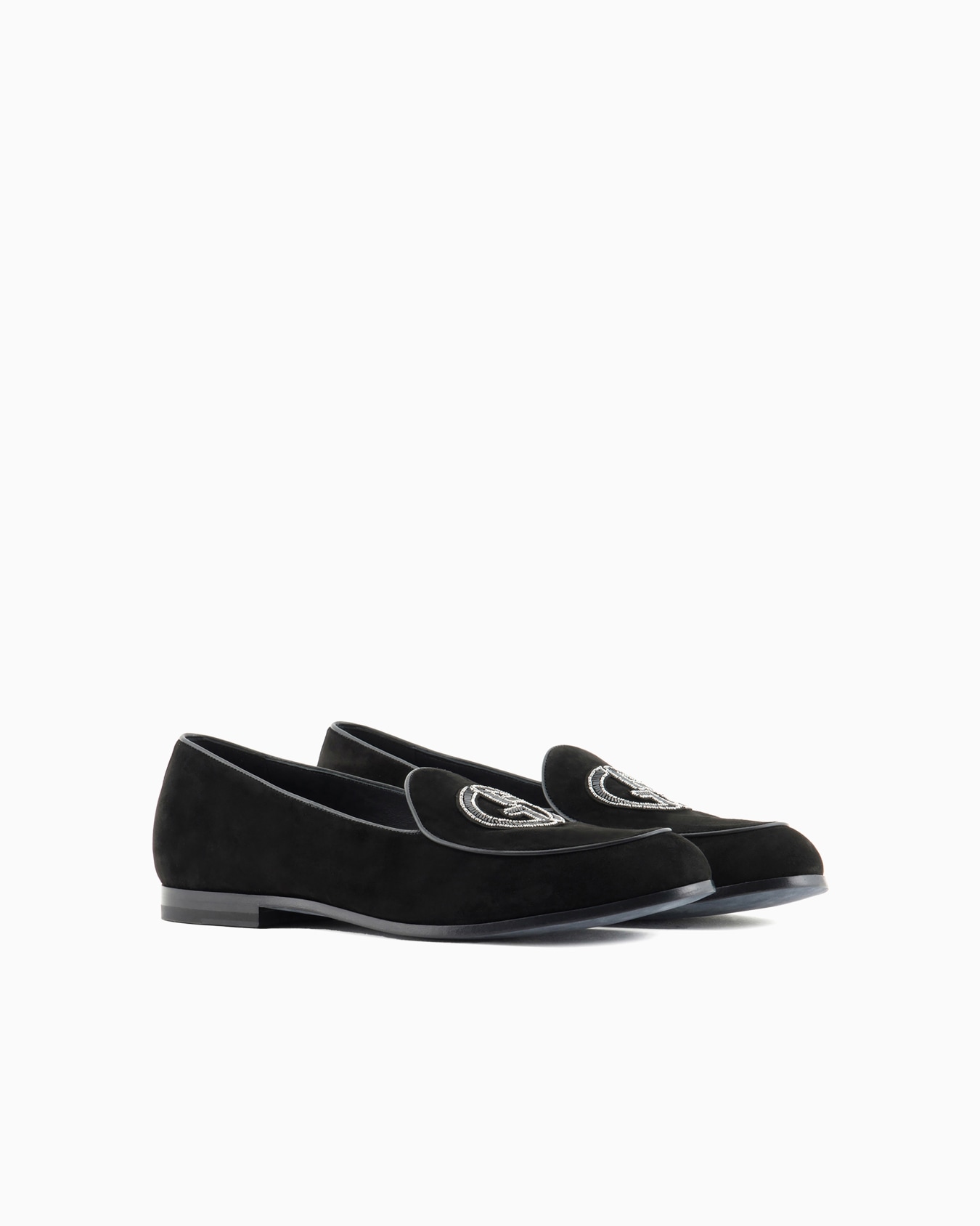 Suede loafers with embroidered logo Slide 1
