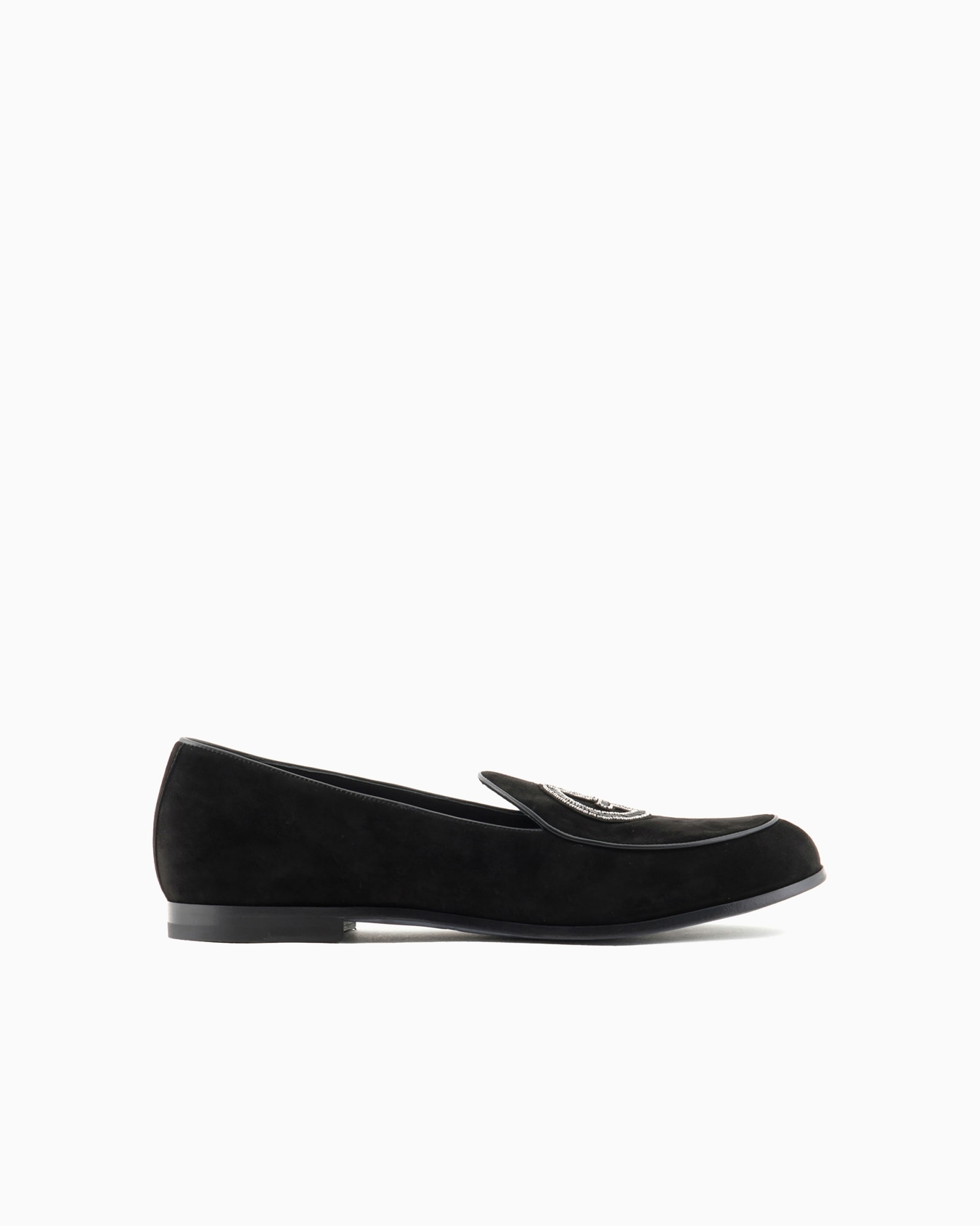 Suede loafers with embroidered logo Slide 0