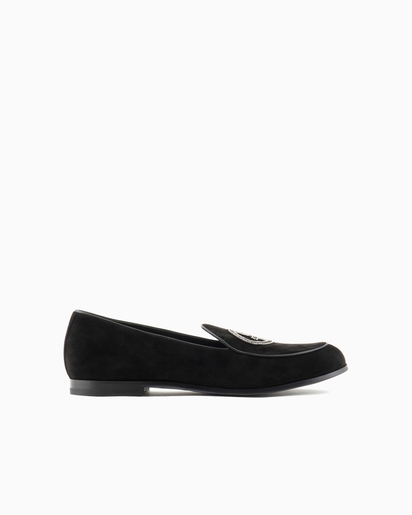 Suede loafers with embroidered logo Slide 0