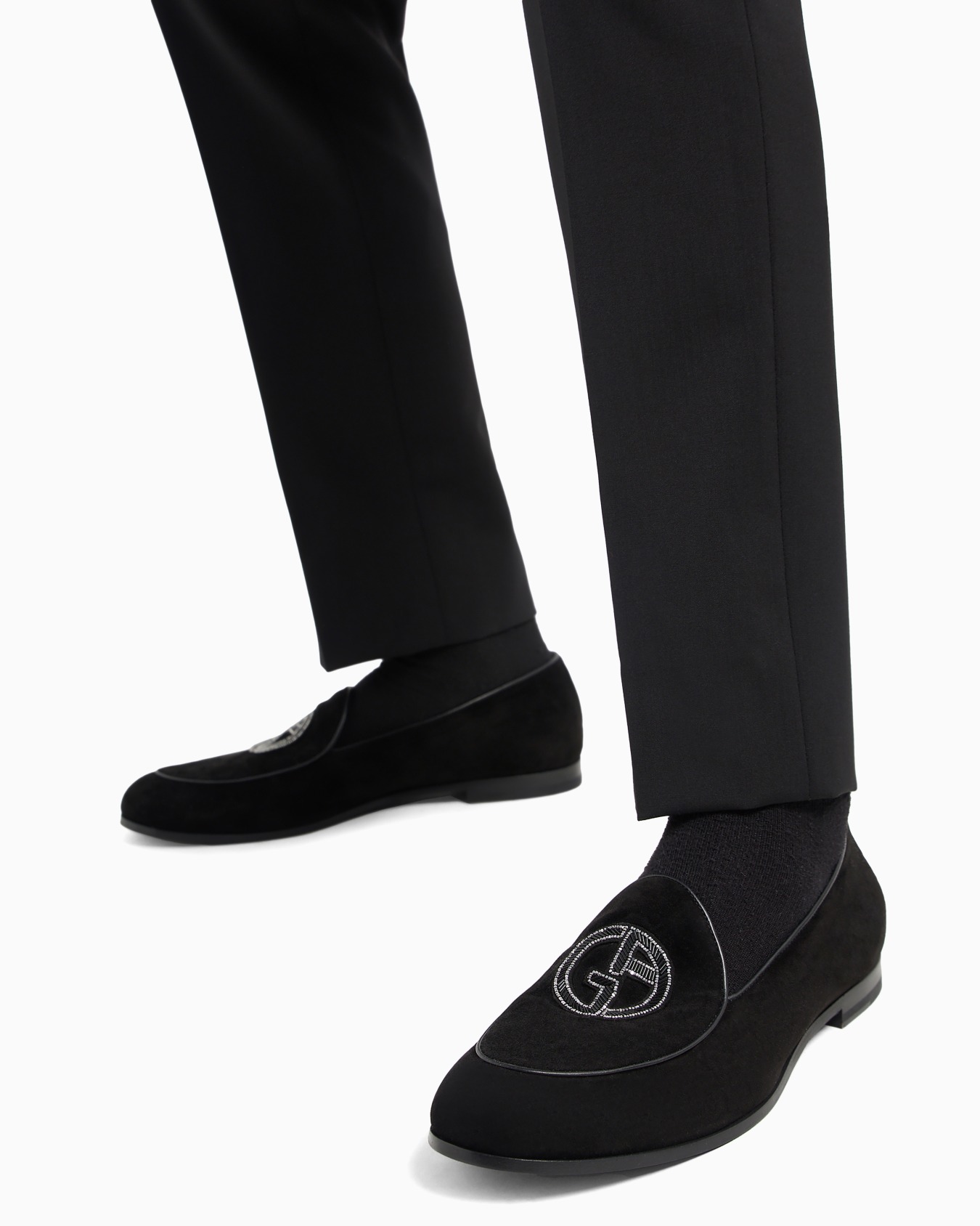 Suede loafers with embroidered logo Slide 6