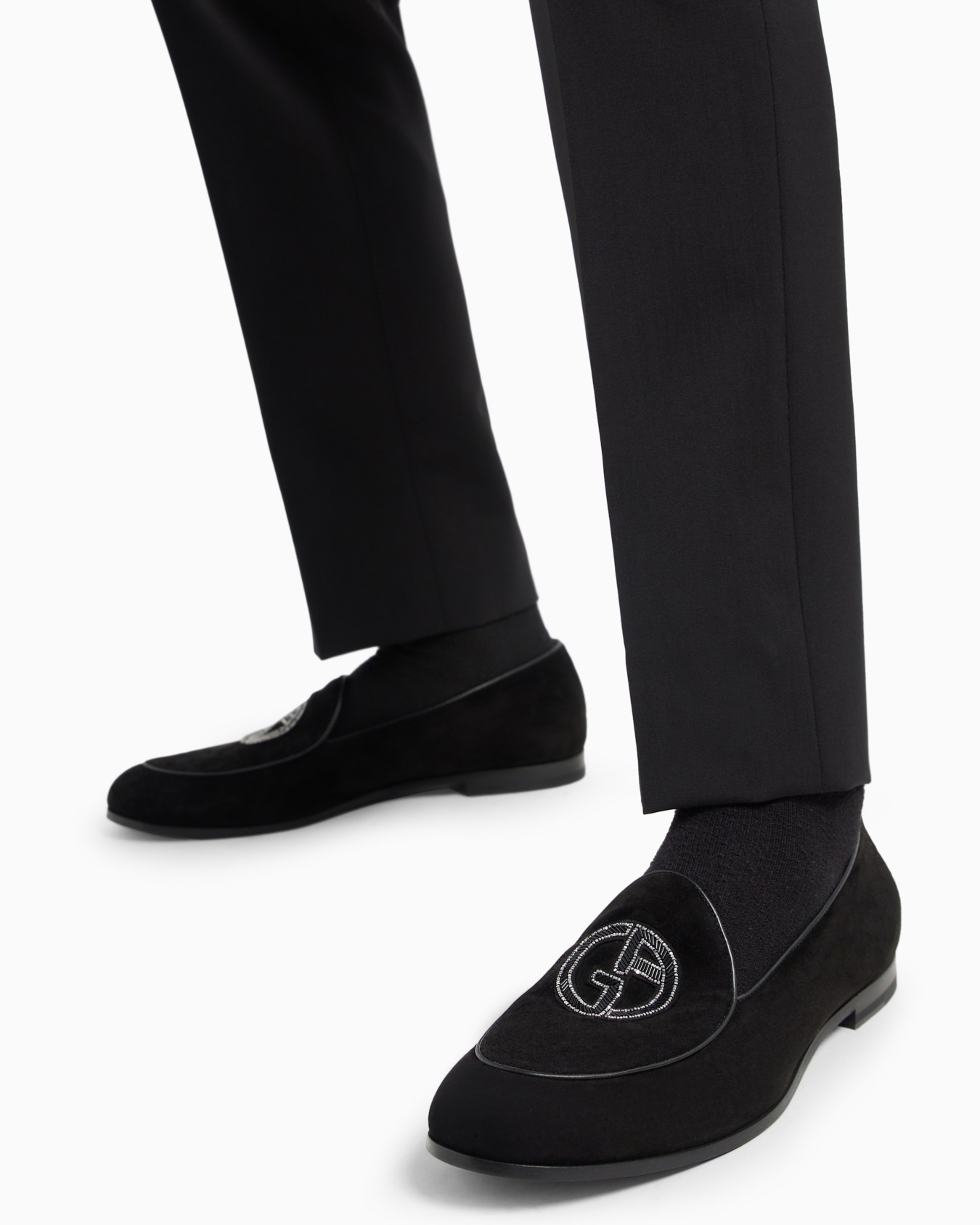 Suede loafers with embroidered logo Slide 6