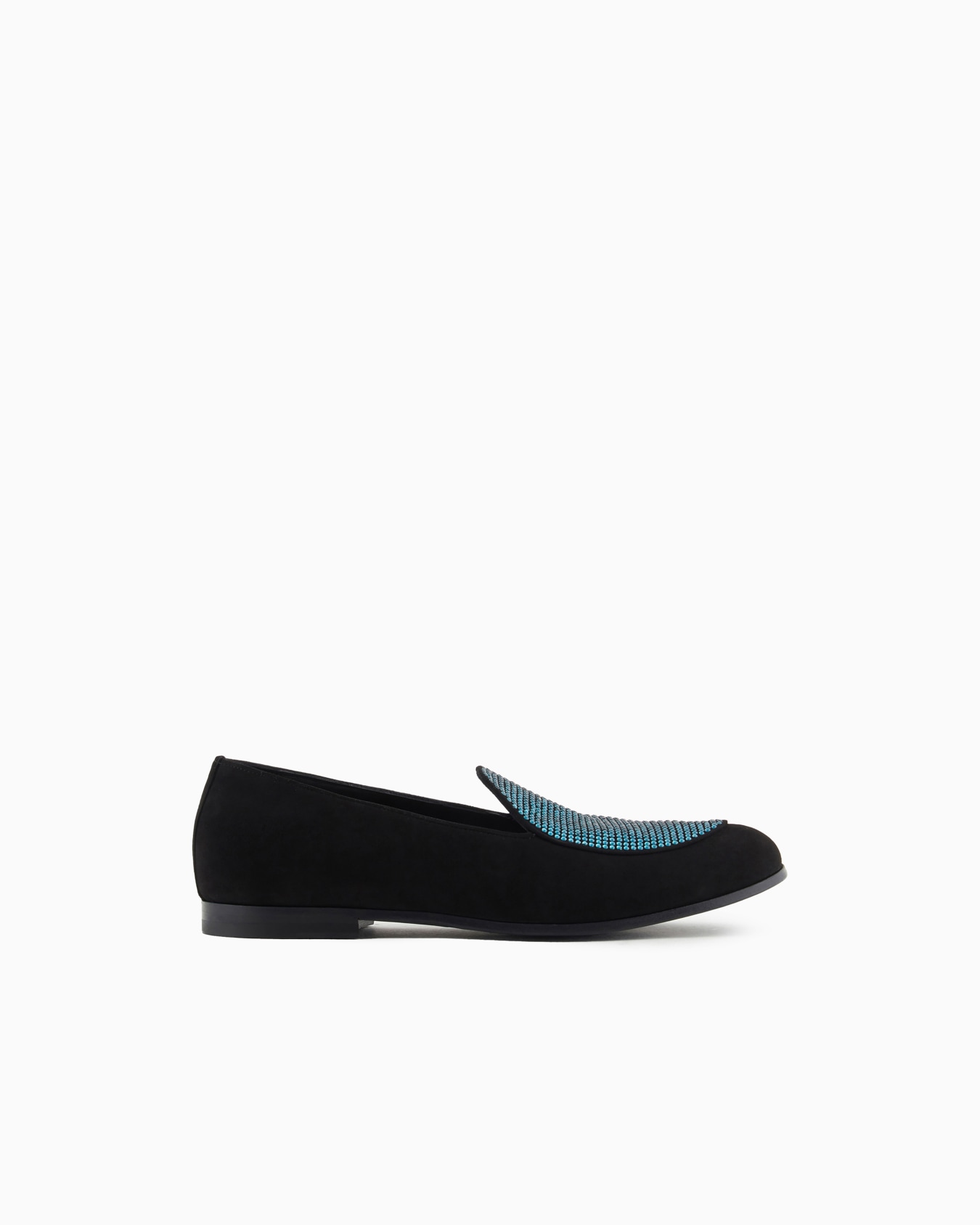 Rhinestoned suede loafers Slide 0