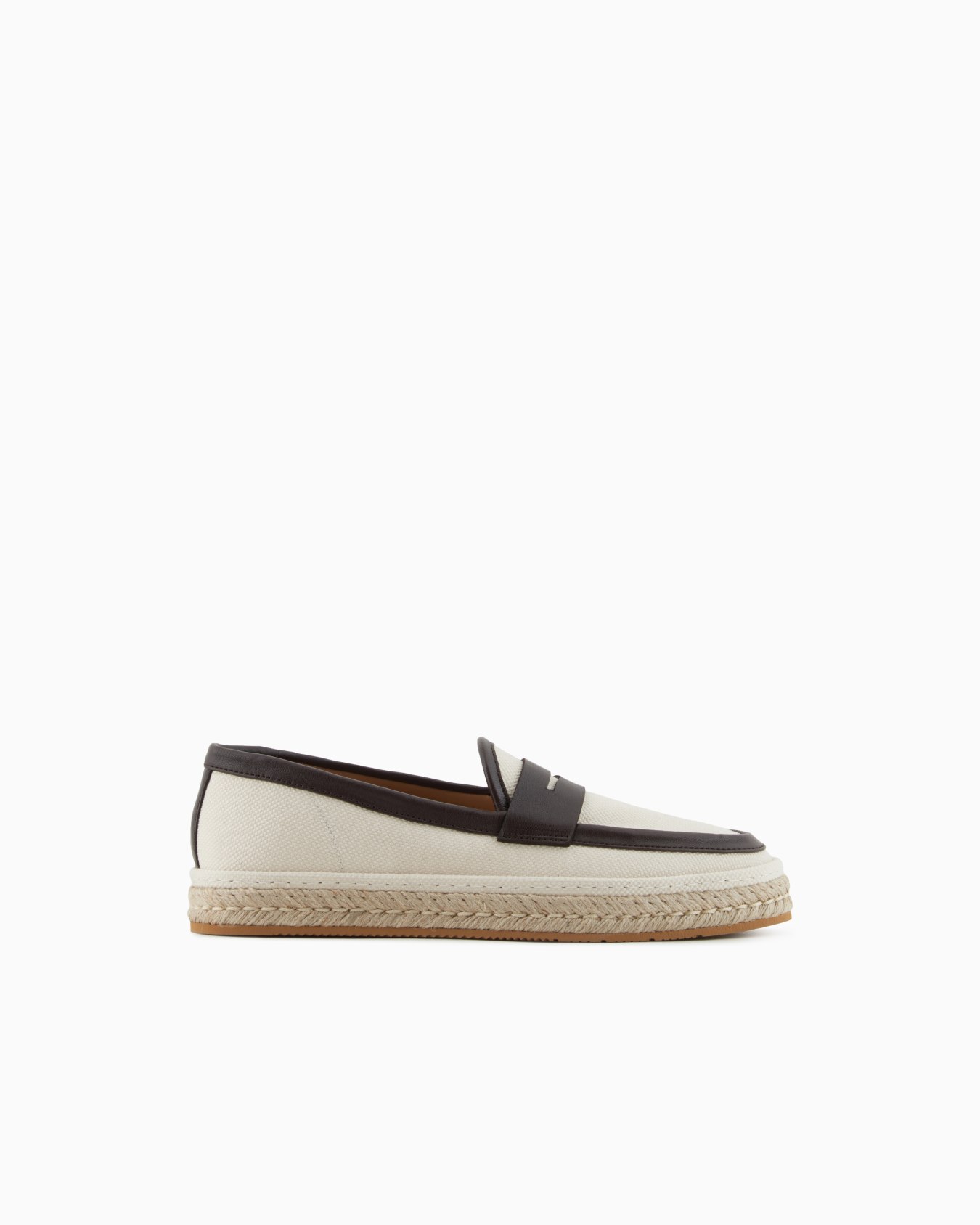 Canvas and nappa leather loafers with a rope sole Slide 0
