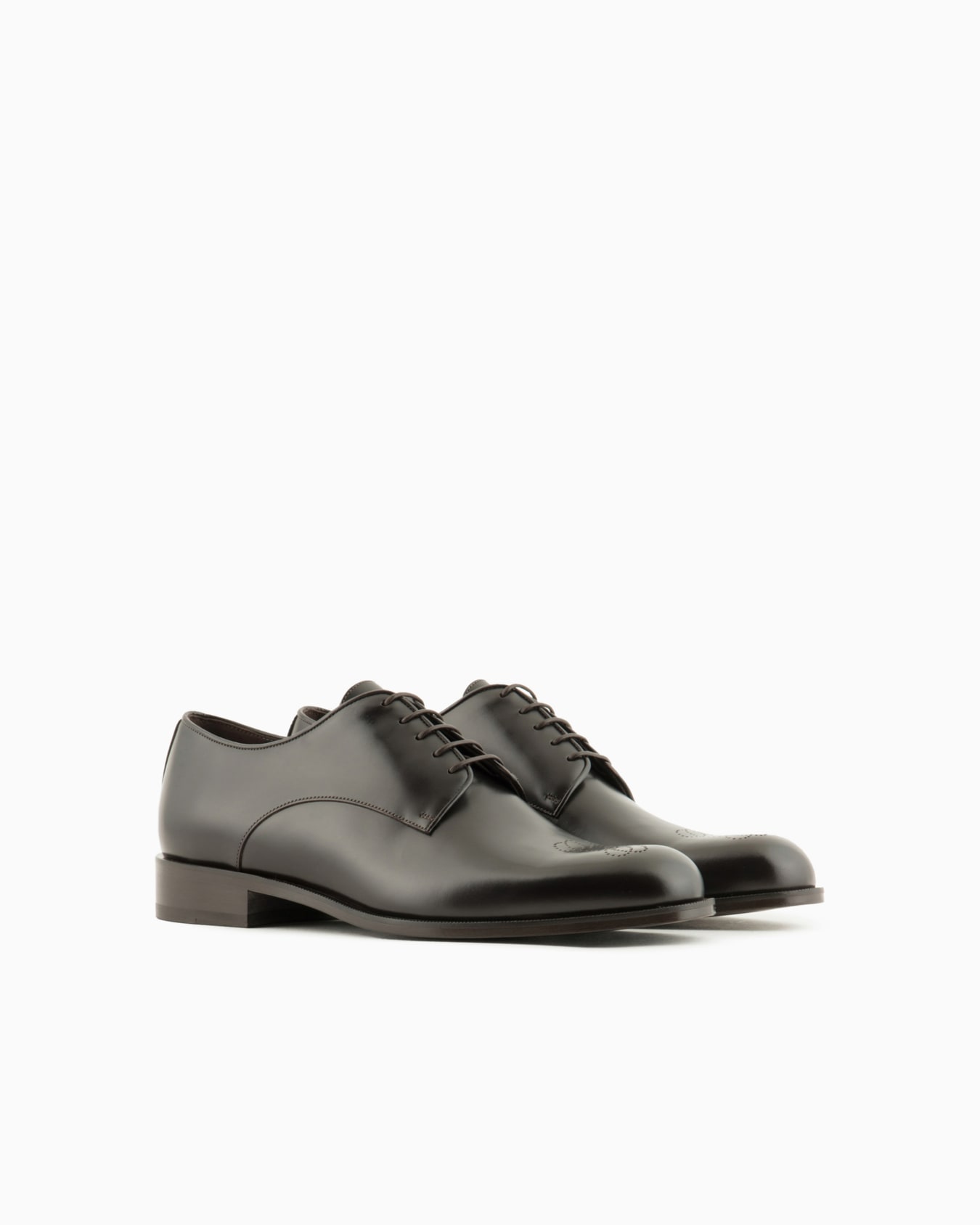Leather Derby shoes with perforated logo Slide 1