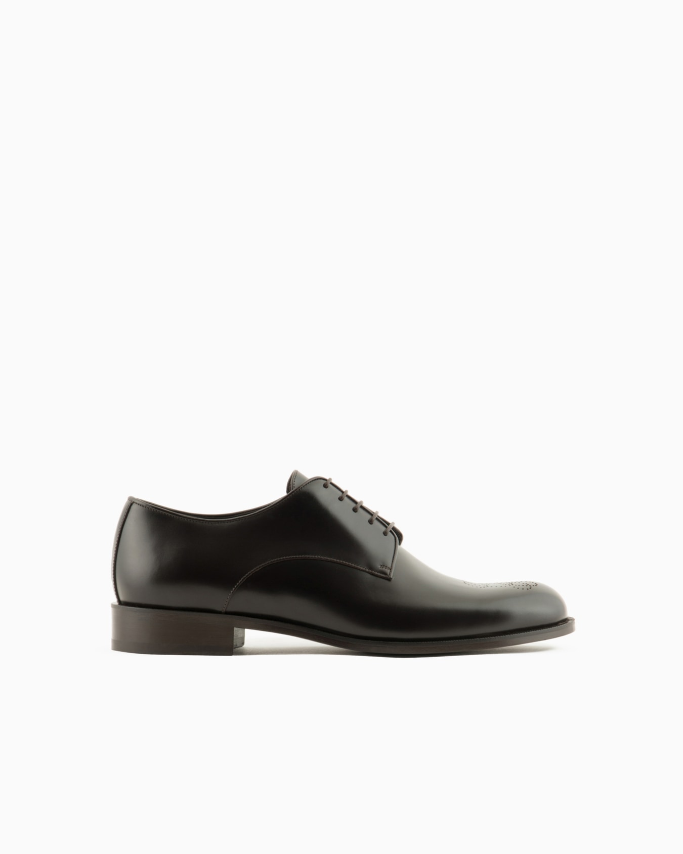 Leather Derby shoes with perforated logo Slide 0