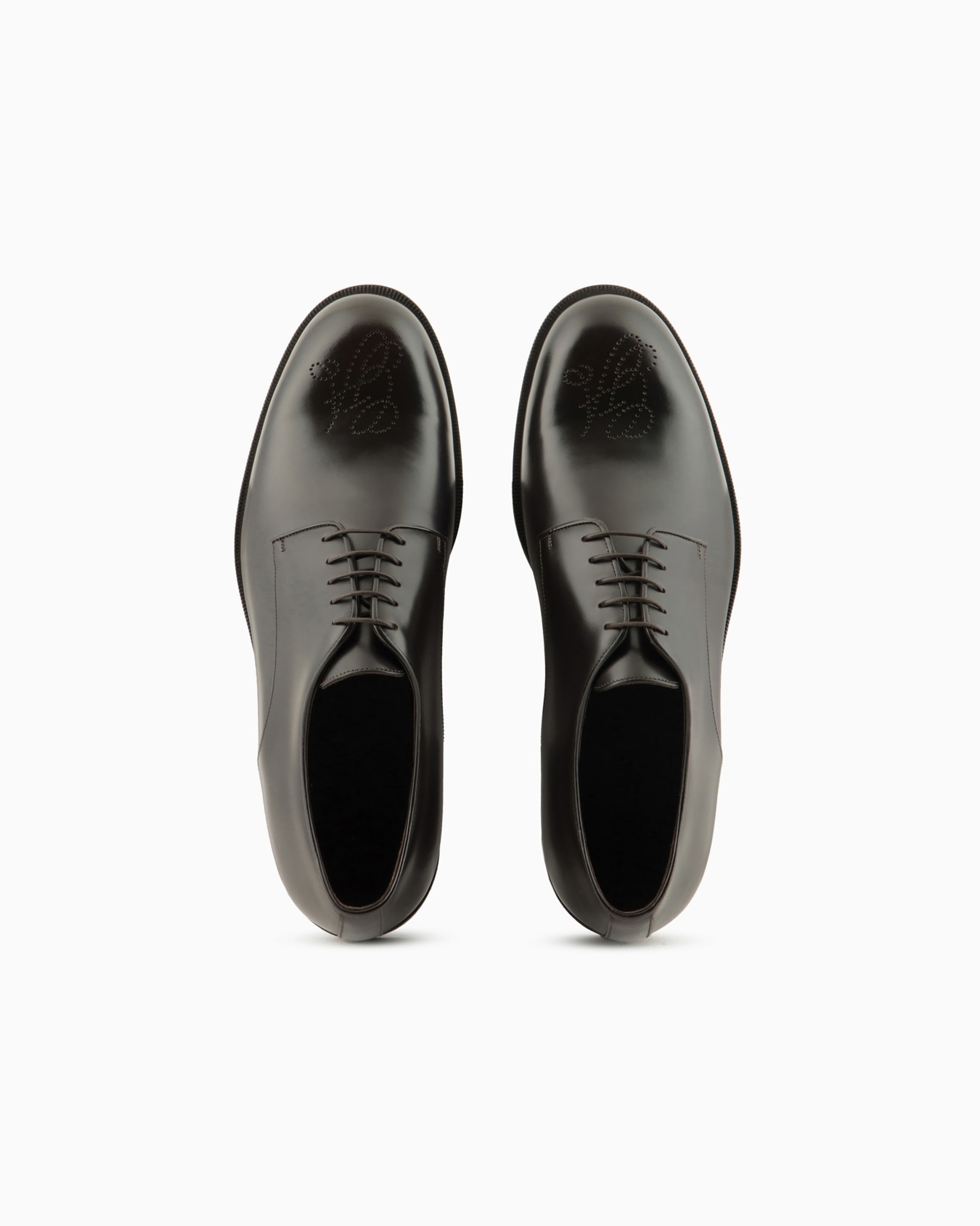 Leather Derby shoes with perforated logo Slide 2