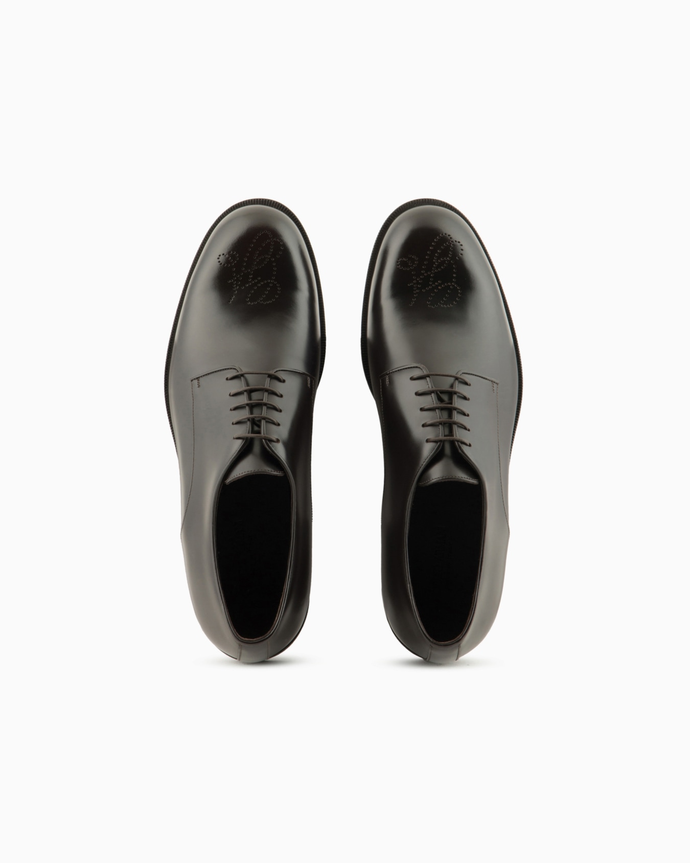 Leather Derby shoes with perforated logo Slide 2