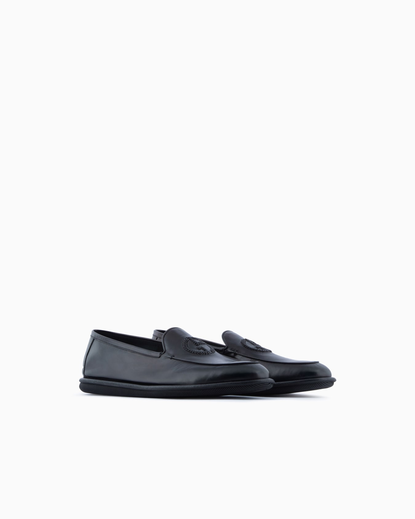 Vintage nappa leather loafers with embroidered logo Slide 1