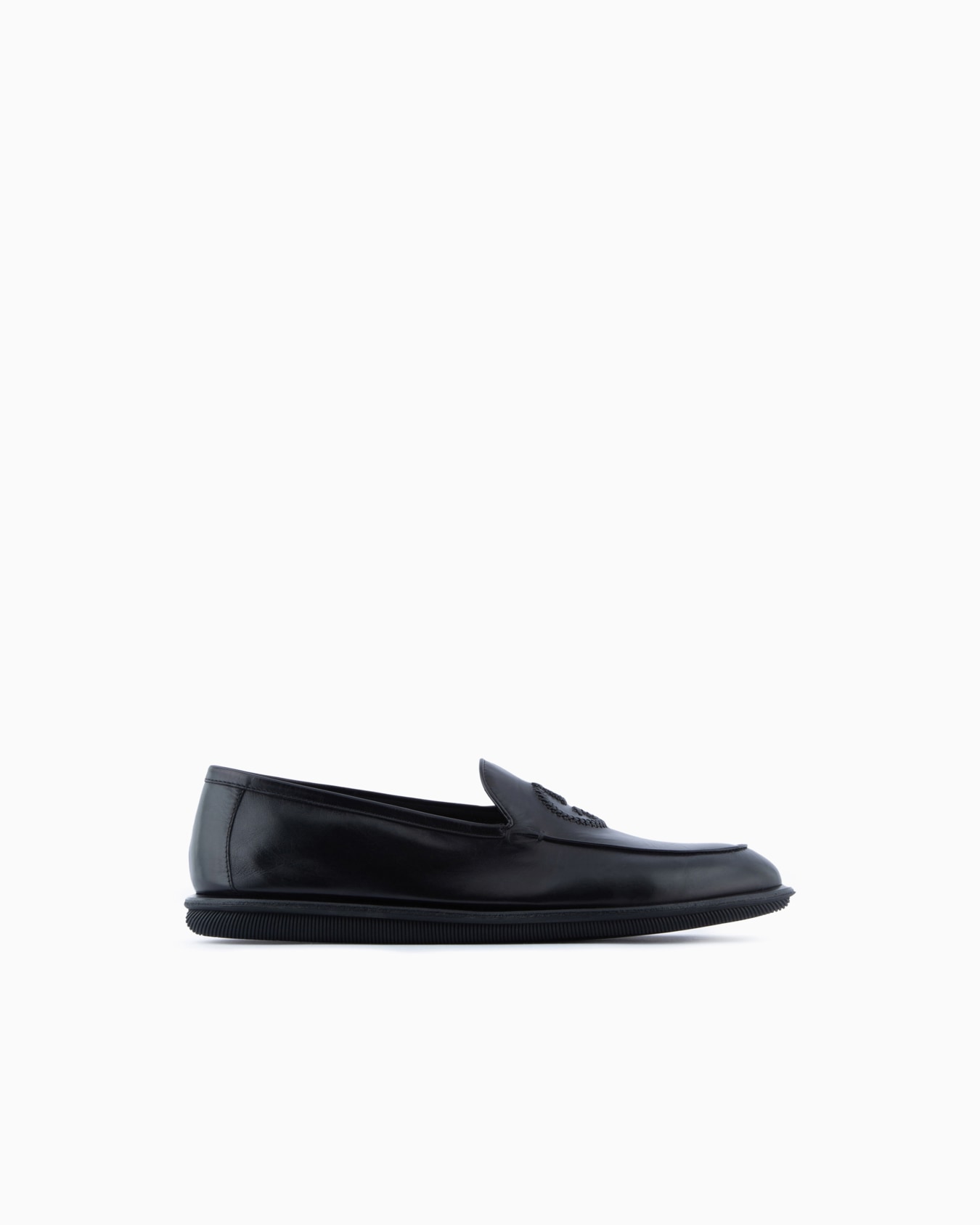 Vintage nappa leather loafers with embroidered logo Slide 0