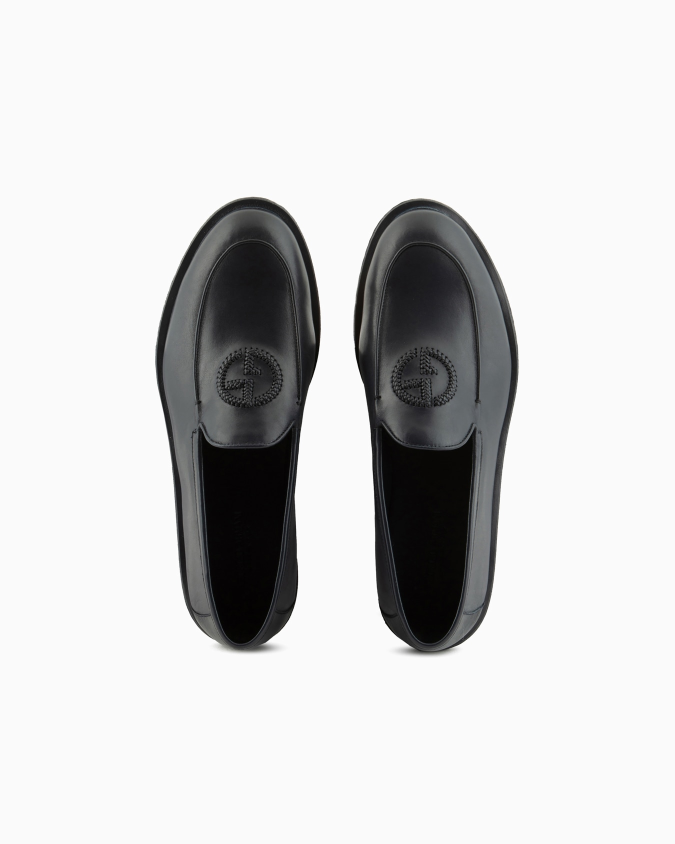 Vintage nappa leather loafers with embroidered logo Slide 2