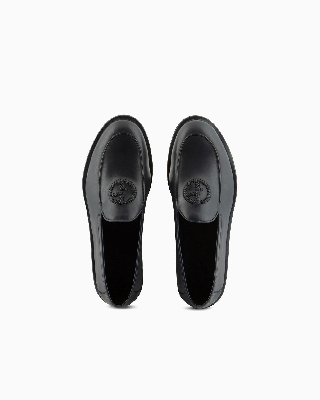 Vintage nappa leather loafers with embroidered logo Slide 2