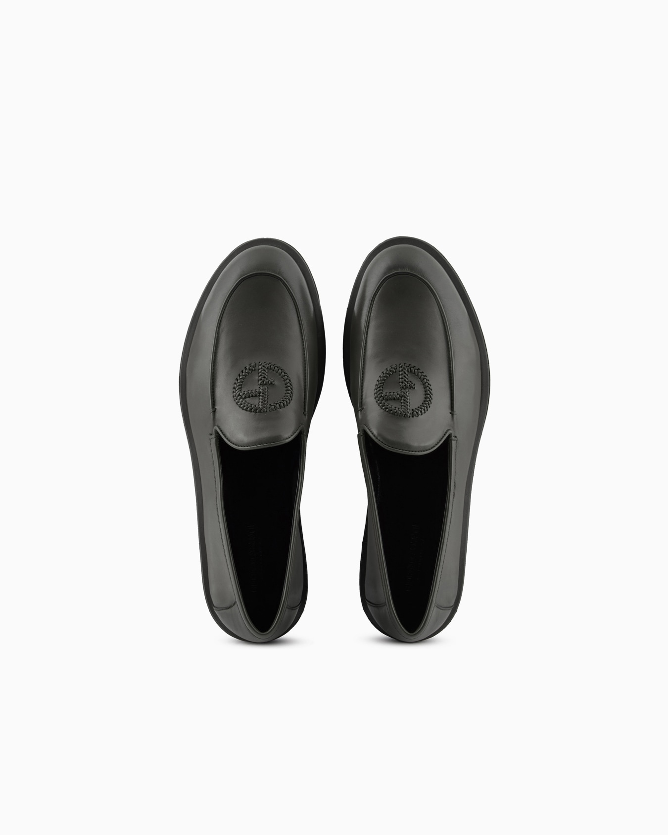 Vintage nappa leather loafers with embroidered logo Slide 2
