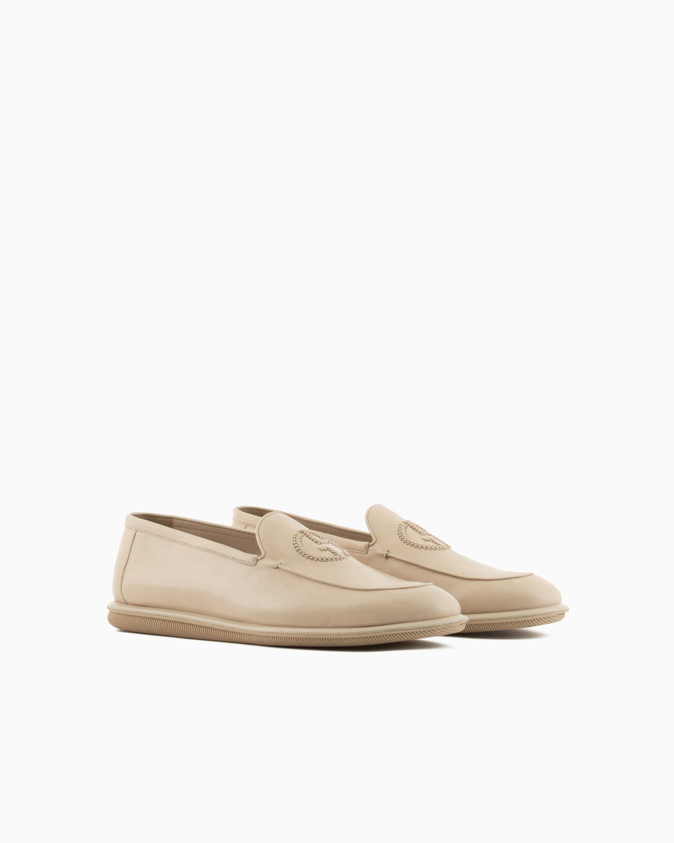 Vintage nappa leather loafers with embroidered logo Slide 1
