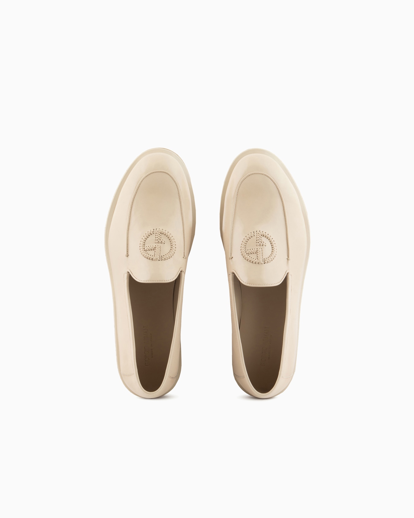 Vintage nappa leather loafers with embroidered logo Slide 2